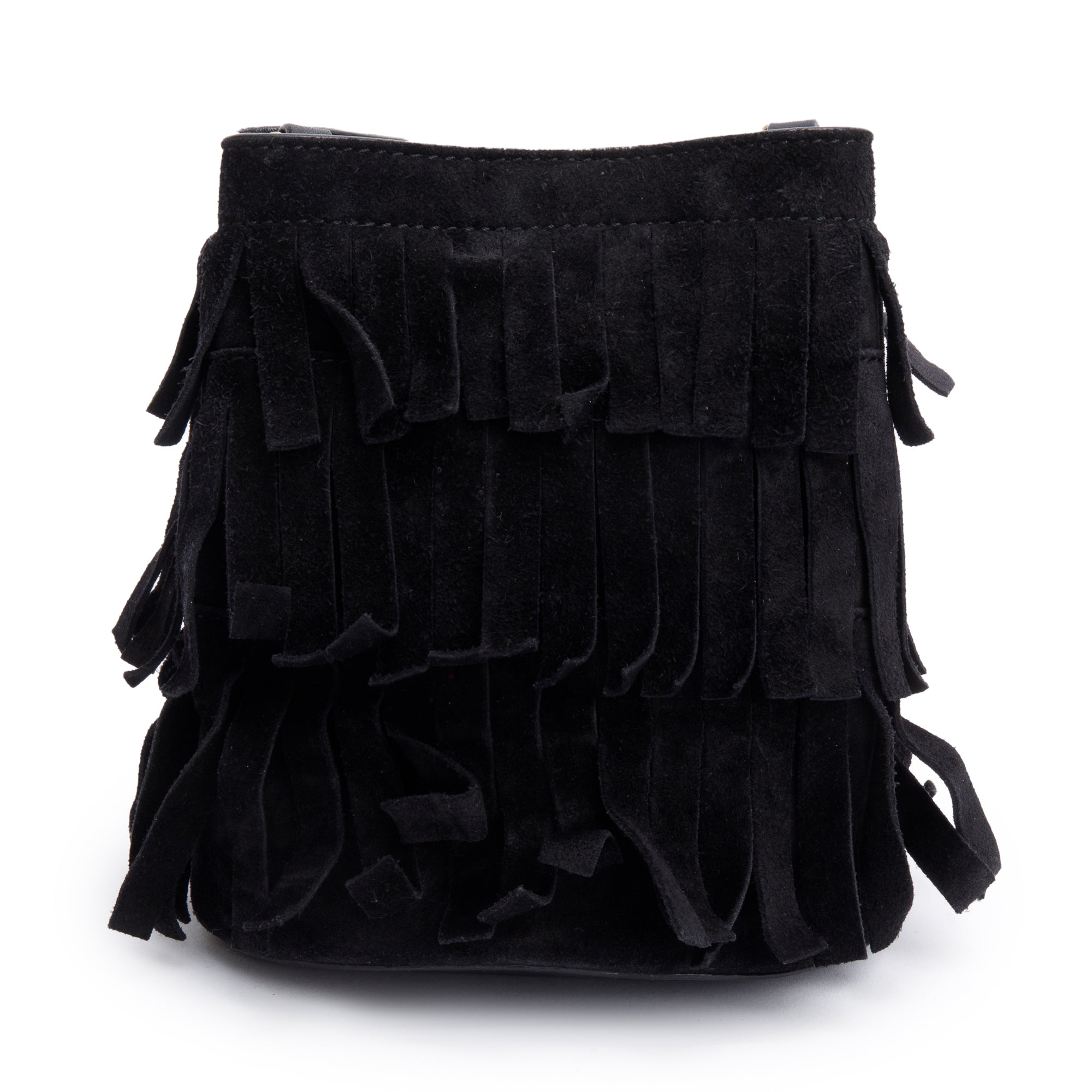 Burberry Prorsum Black Suede Fringe Crossbody Bag