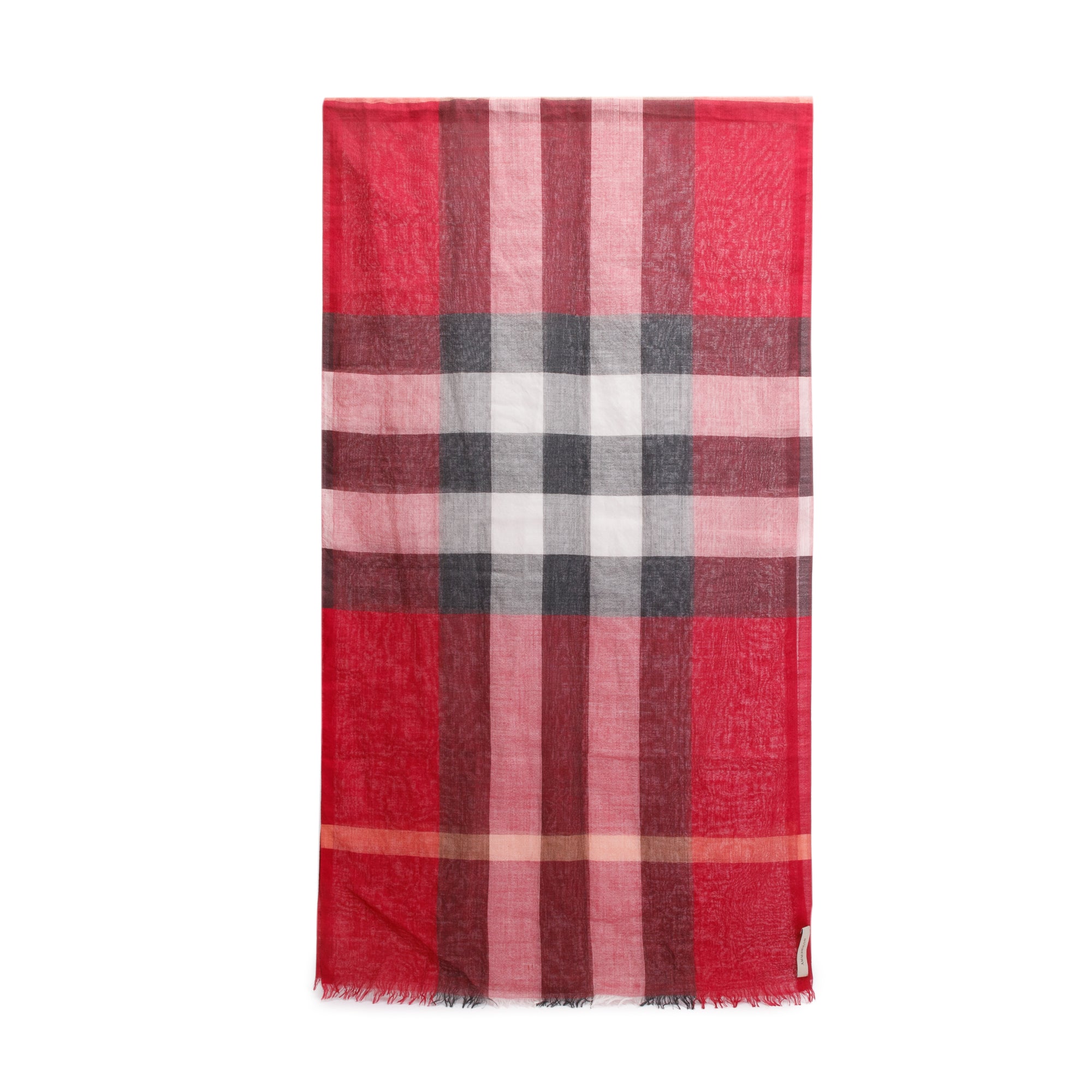 Burberry Red Check Chiffon Light Weight Scarf
