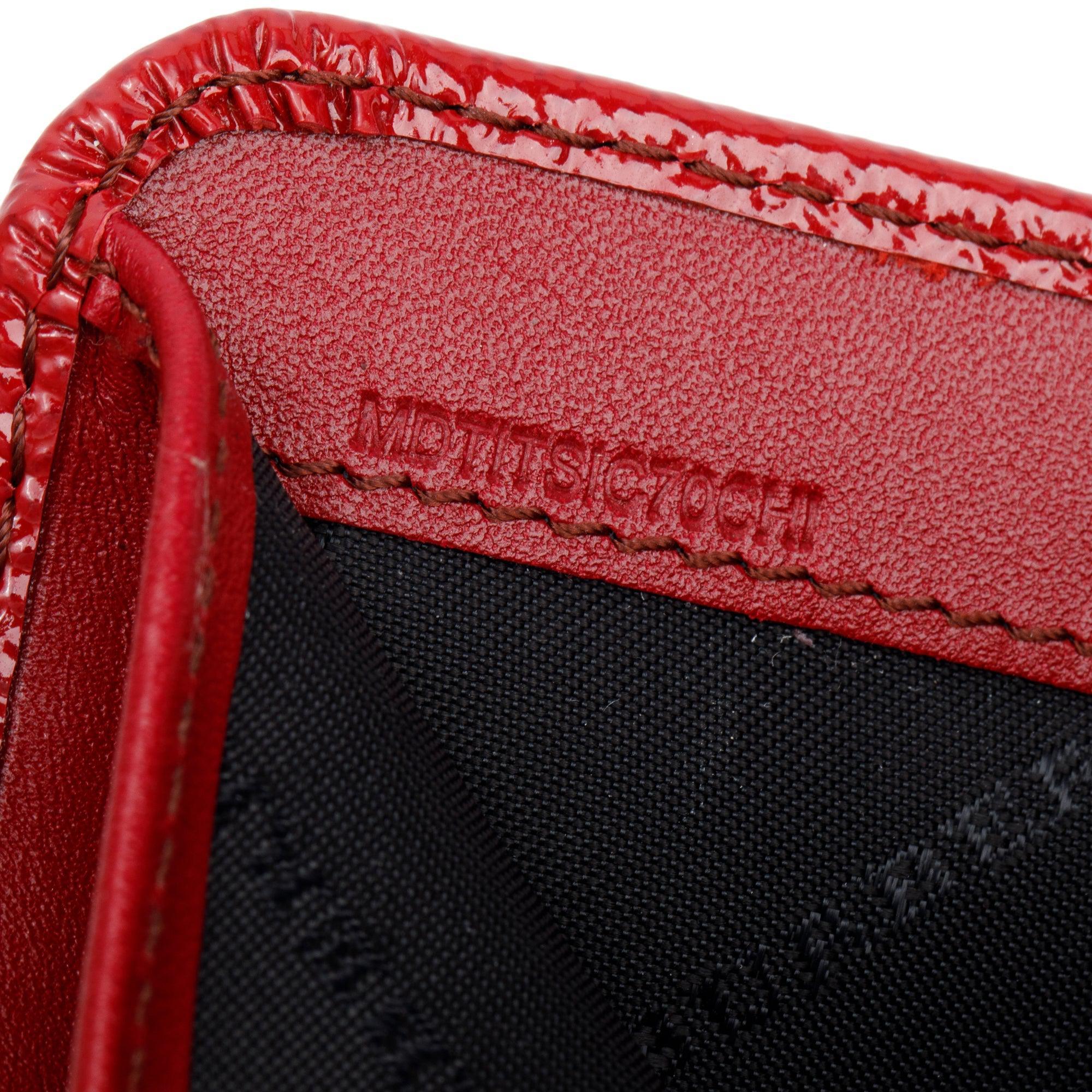 Burberry Red Grained Patent Leather Compact Wallet