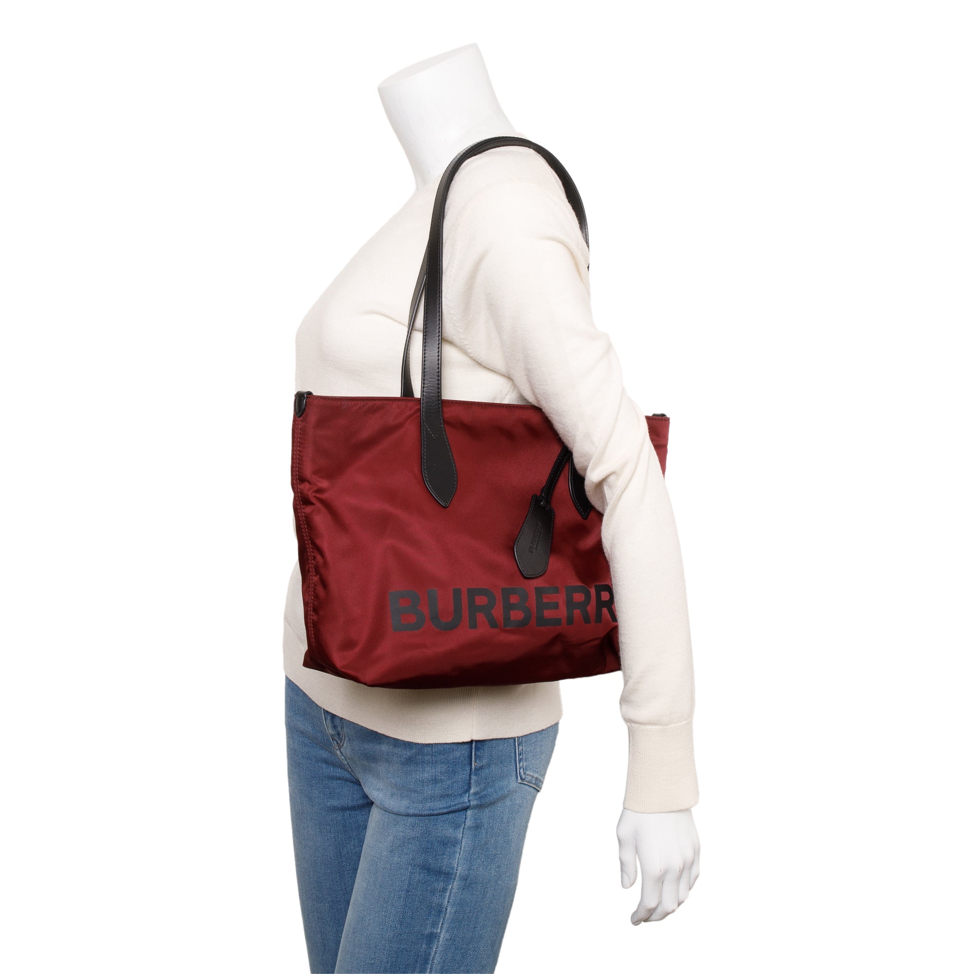 Burberry Red Nylon Logo Small Ardwell Tote Bag