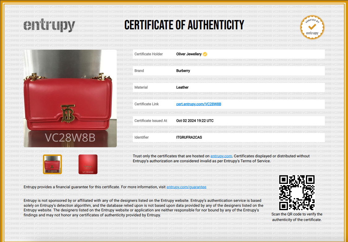 Burberry Red Smooth Calfskin Leather Mini TB Chain Crossbody Bag w/ Box & Receipt