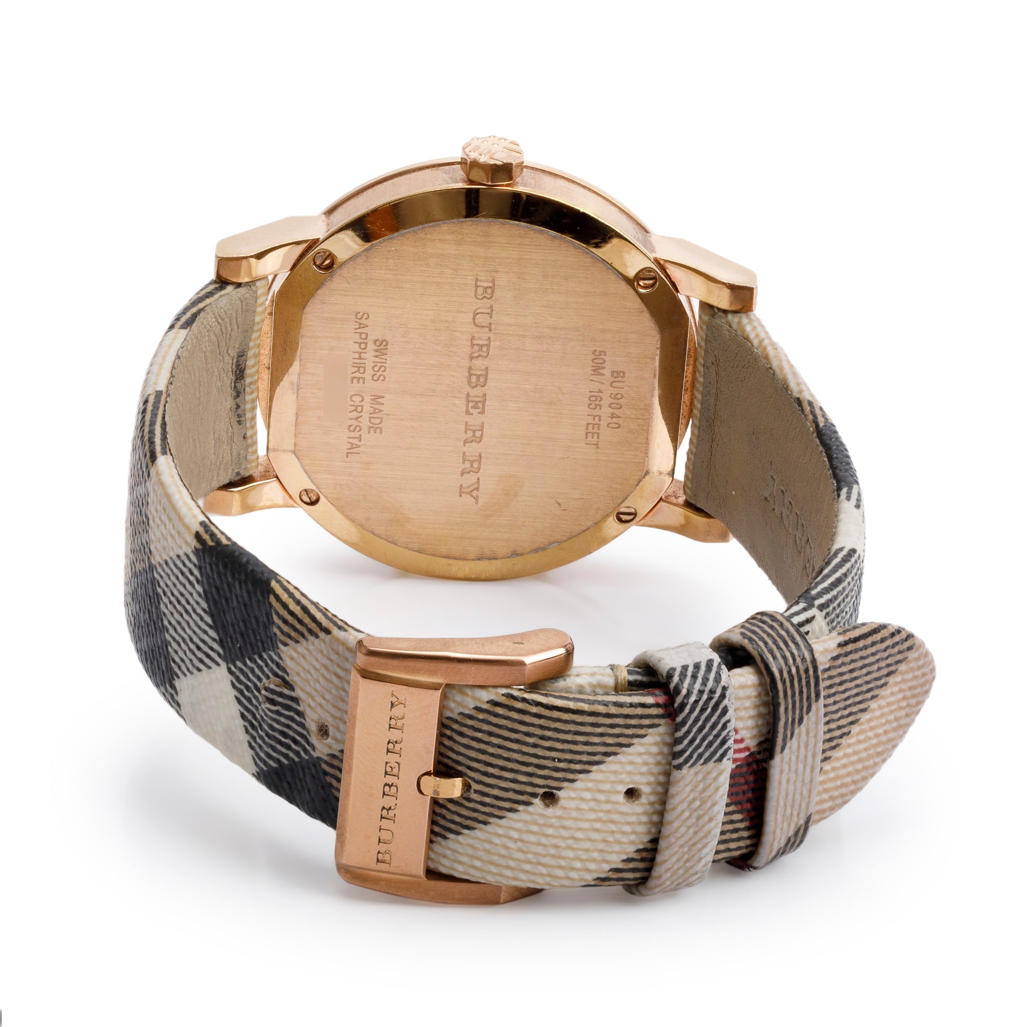Burberry Rose Gold Plated Stainless Steel BU4090 The City Haymarket Check 38 MM Watch