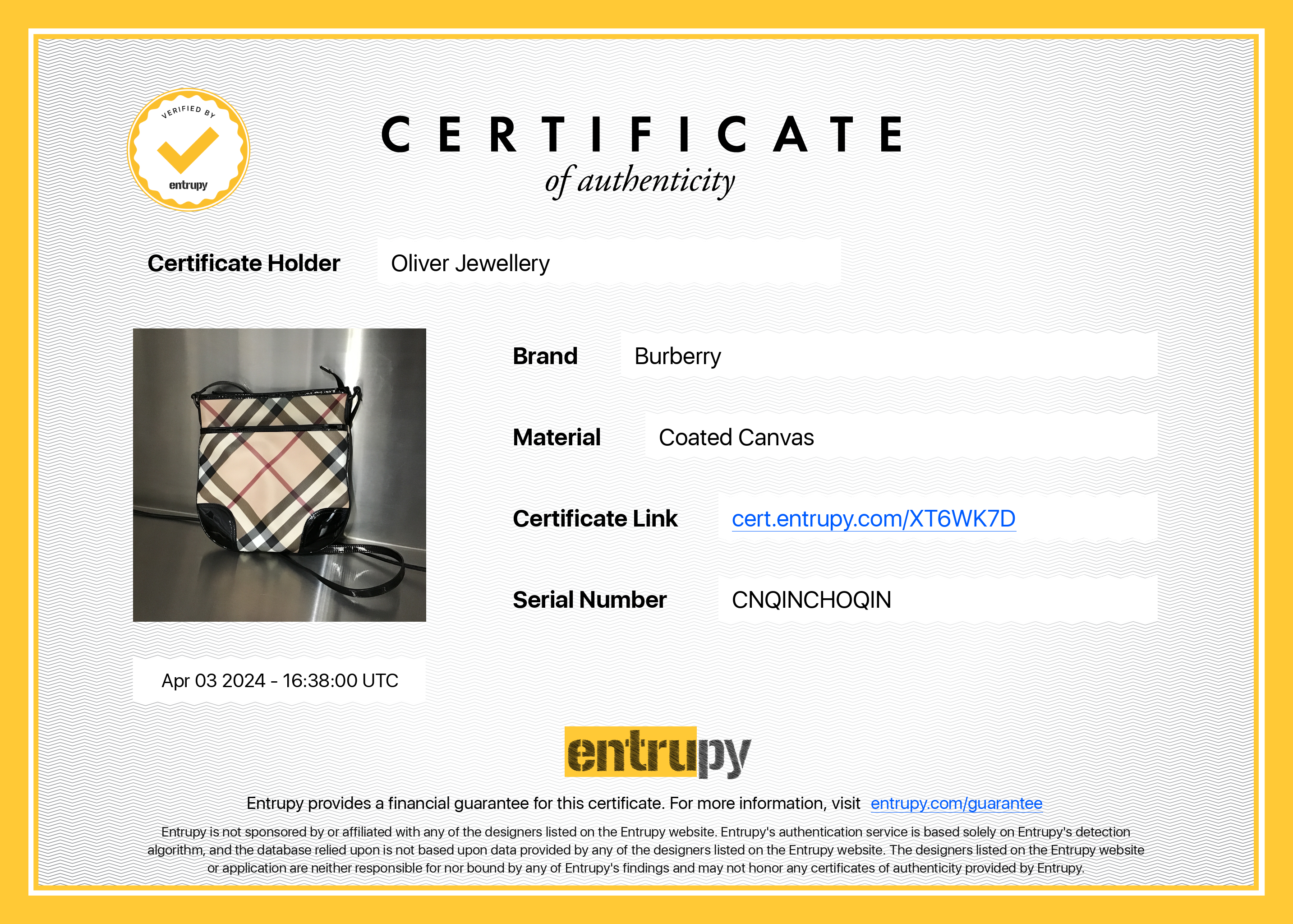 Burberry Super Nova Check Black Patent Leather Trimmed Dryden Crossbody Bag