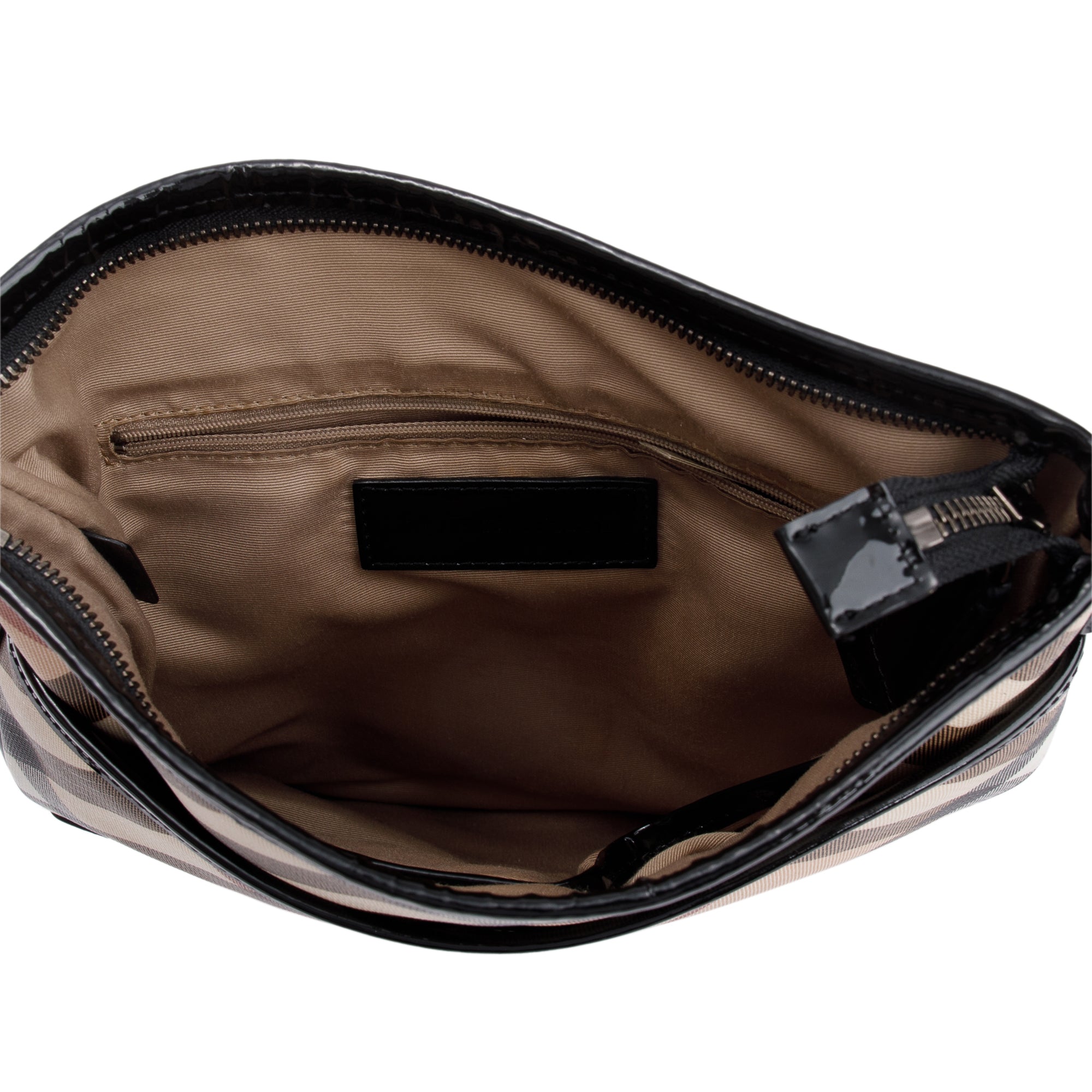 Burberry Super Nova Check Black Patent Leather Trimmed Dryden Crossbody Bag