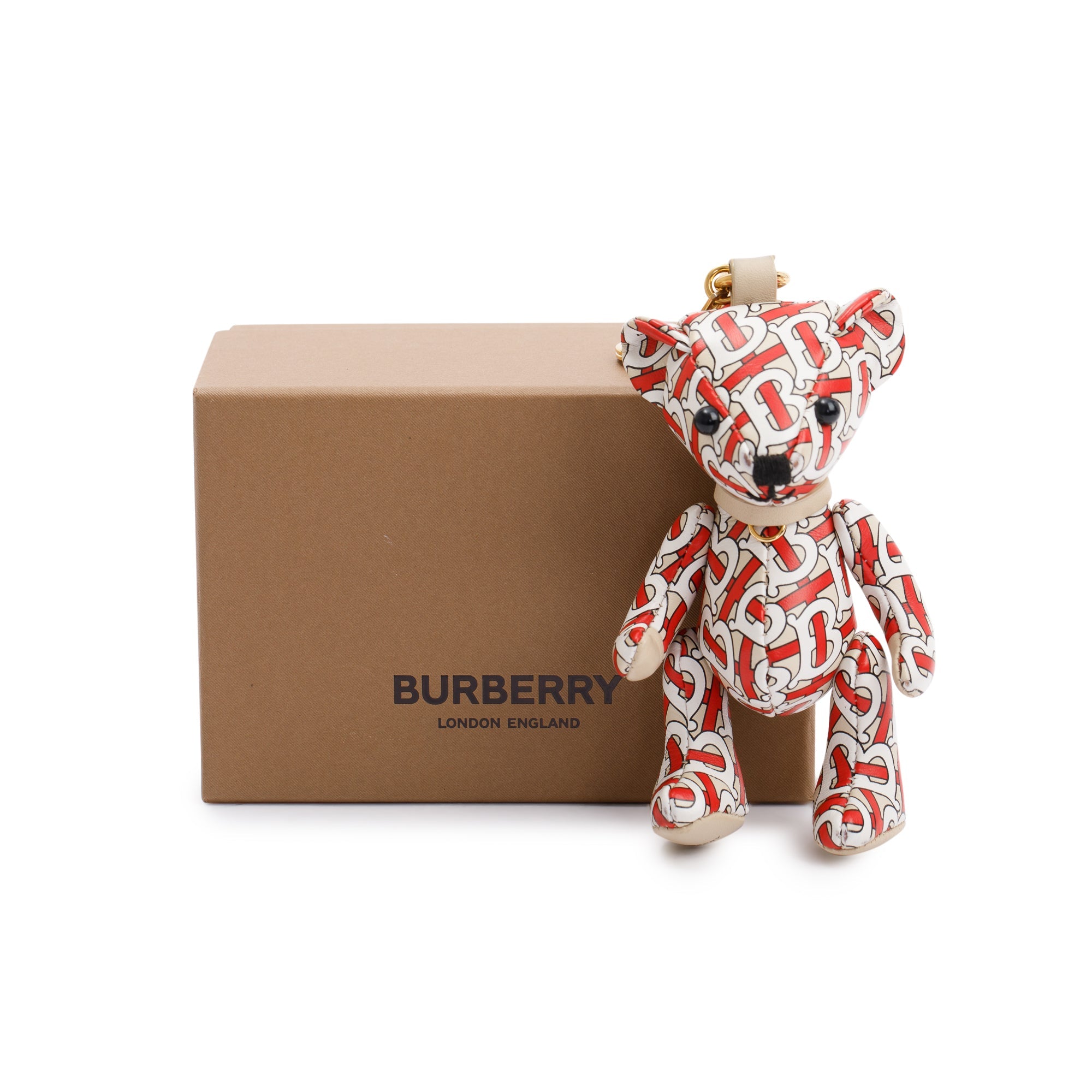 Burberry TB Monogram Leather Thomas Bear Bag Charm w/ Box
