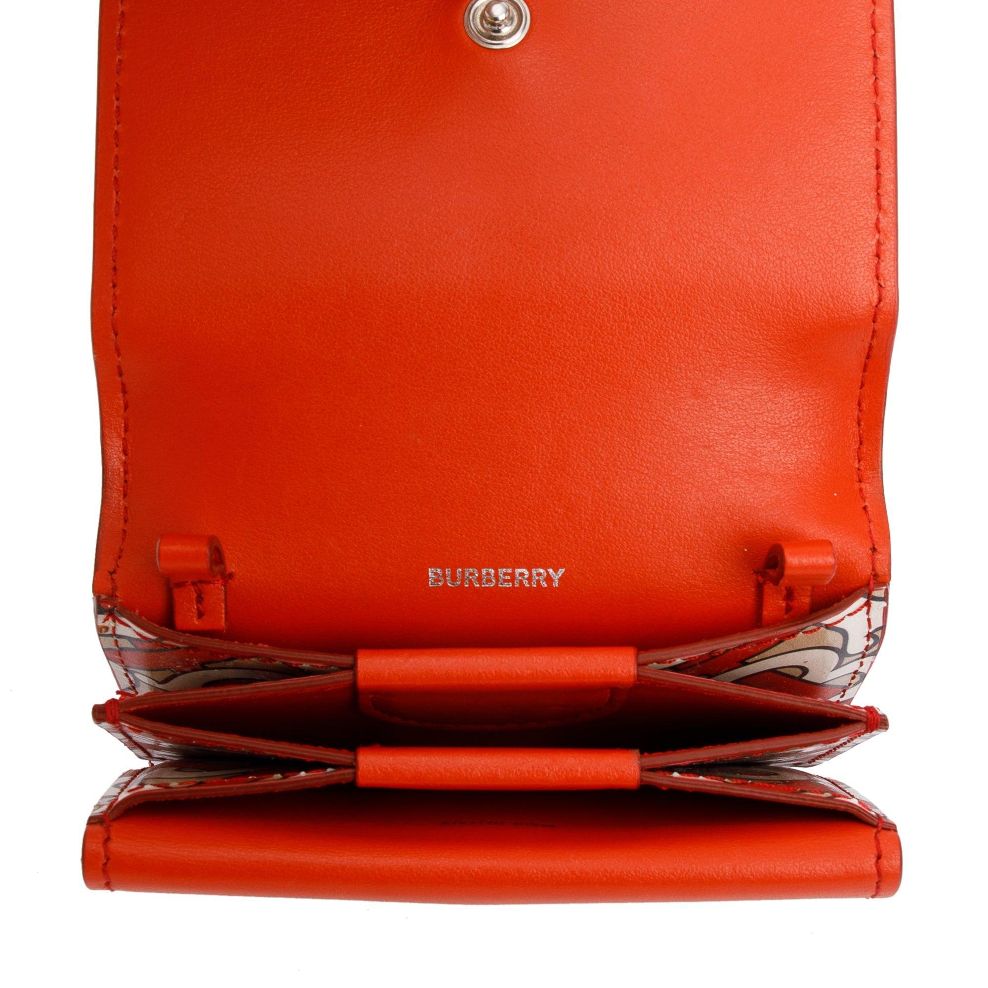 Burberry Vermillion Monogram Calfskin Jessie Chain Card Case