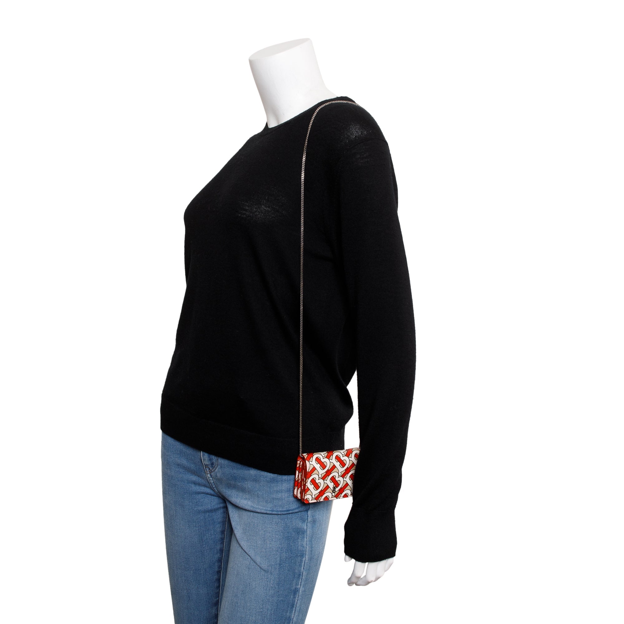 Burberry Vermillion Monogram Calfskin Jessie Chain Card Case