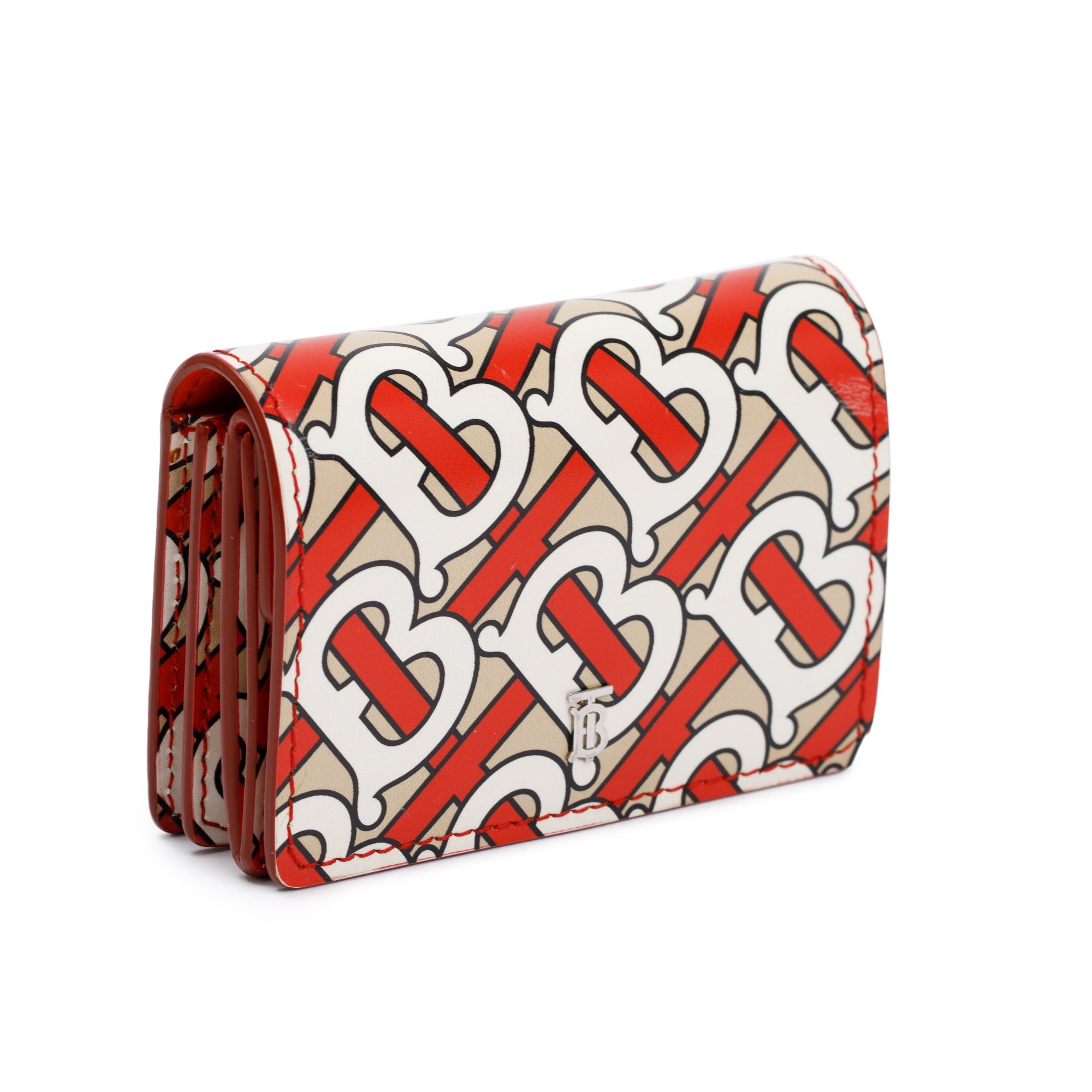 Burberry Vermillion Monogram Calfskin Jessie Chain Card Case