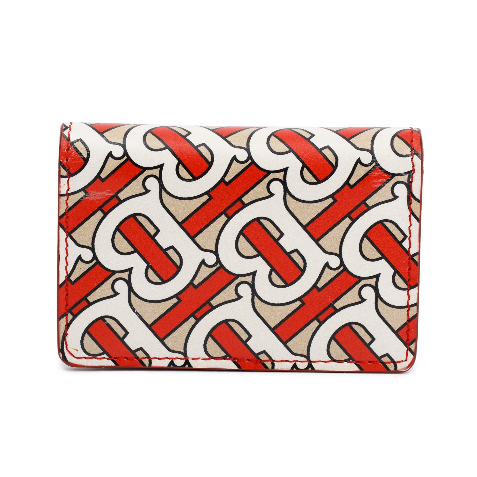 Burberry Vermillion Monogram Calfskin Jessie Chain Card Case