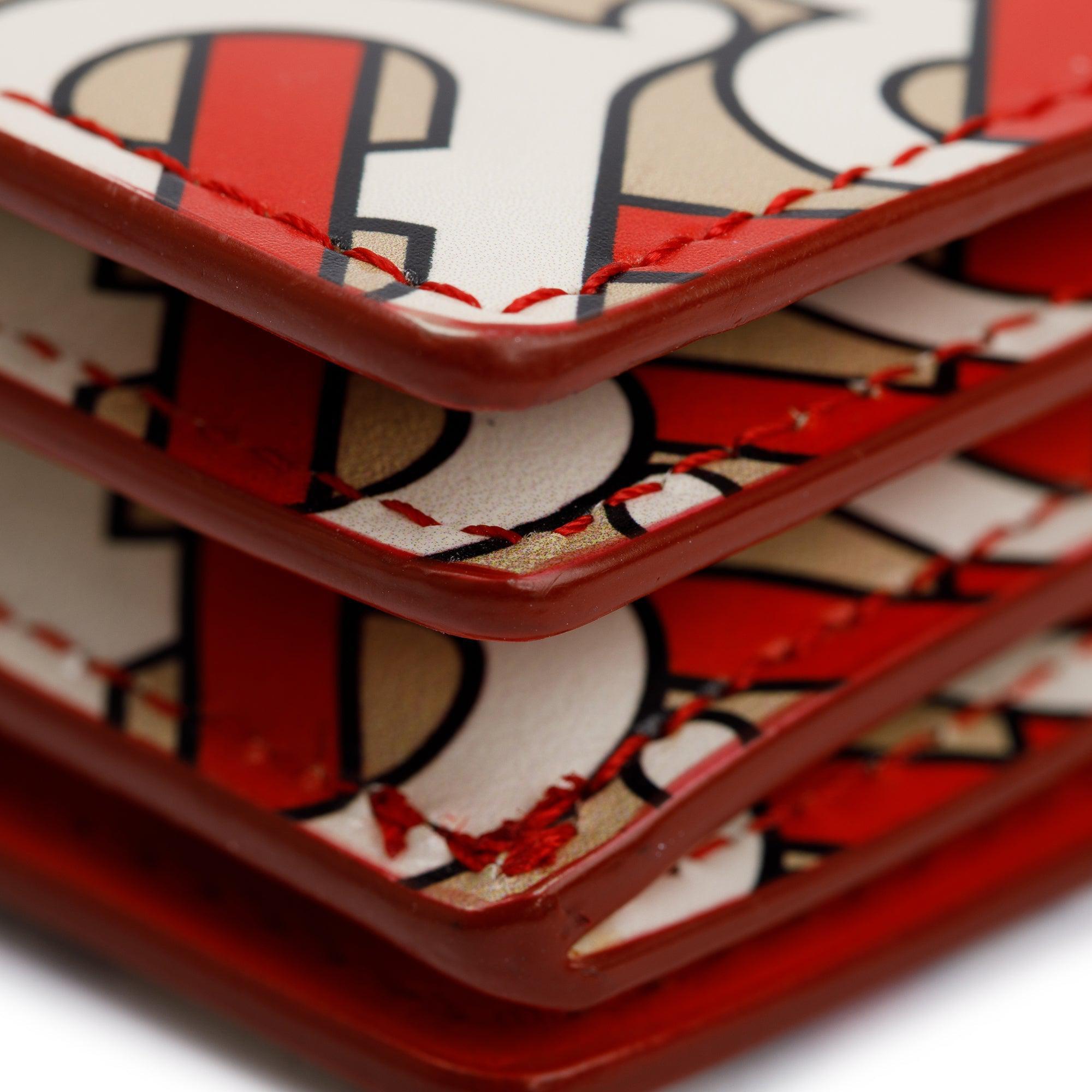 Burberry Vermillion Monogram Calfskin Jessie Chain Card Case