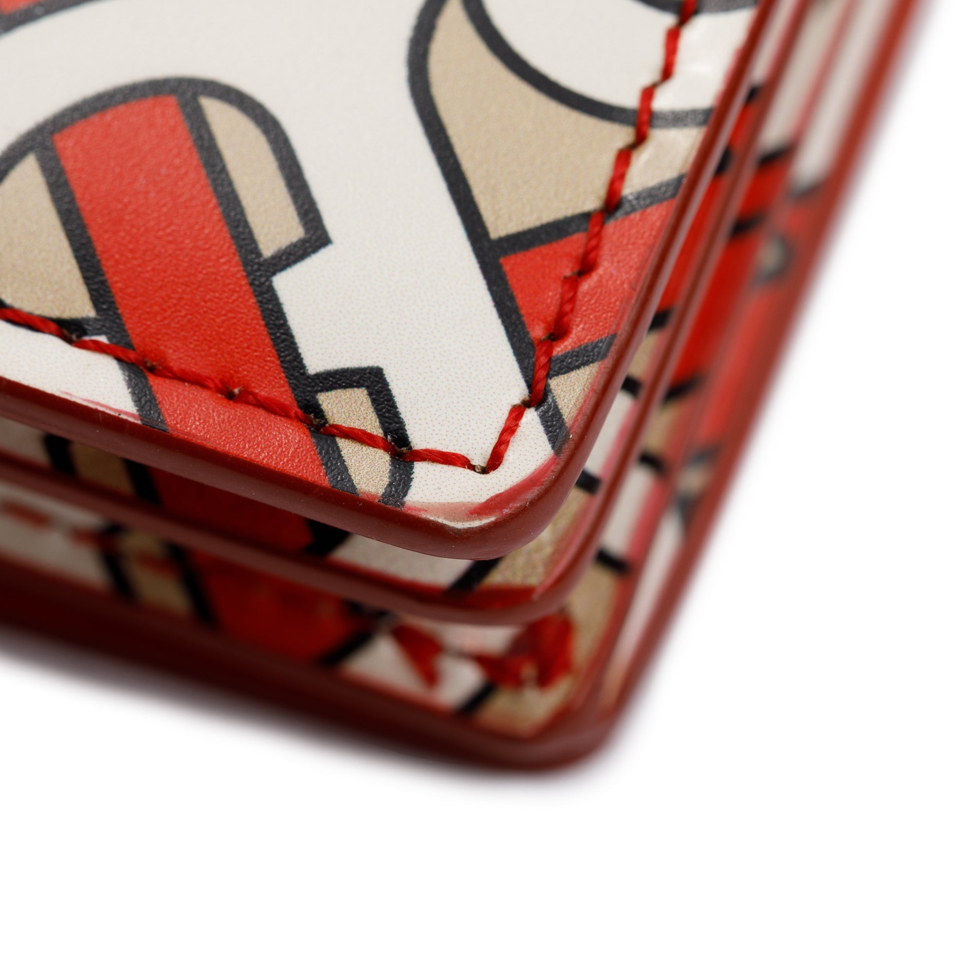 Burberry Vermillion Monogram Calfskin Jessie Chain Card Case