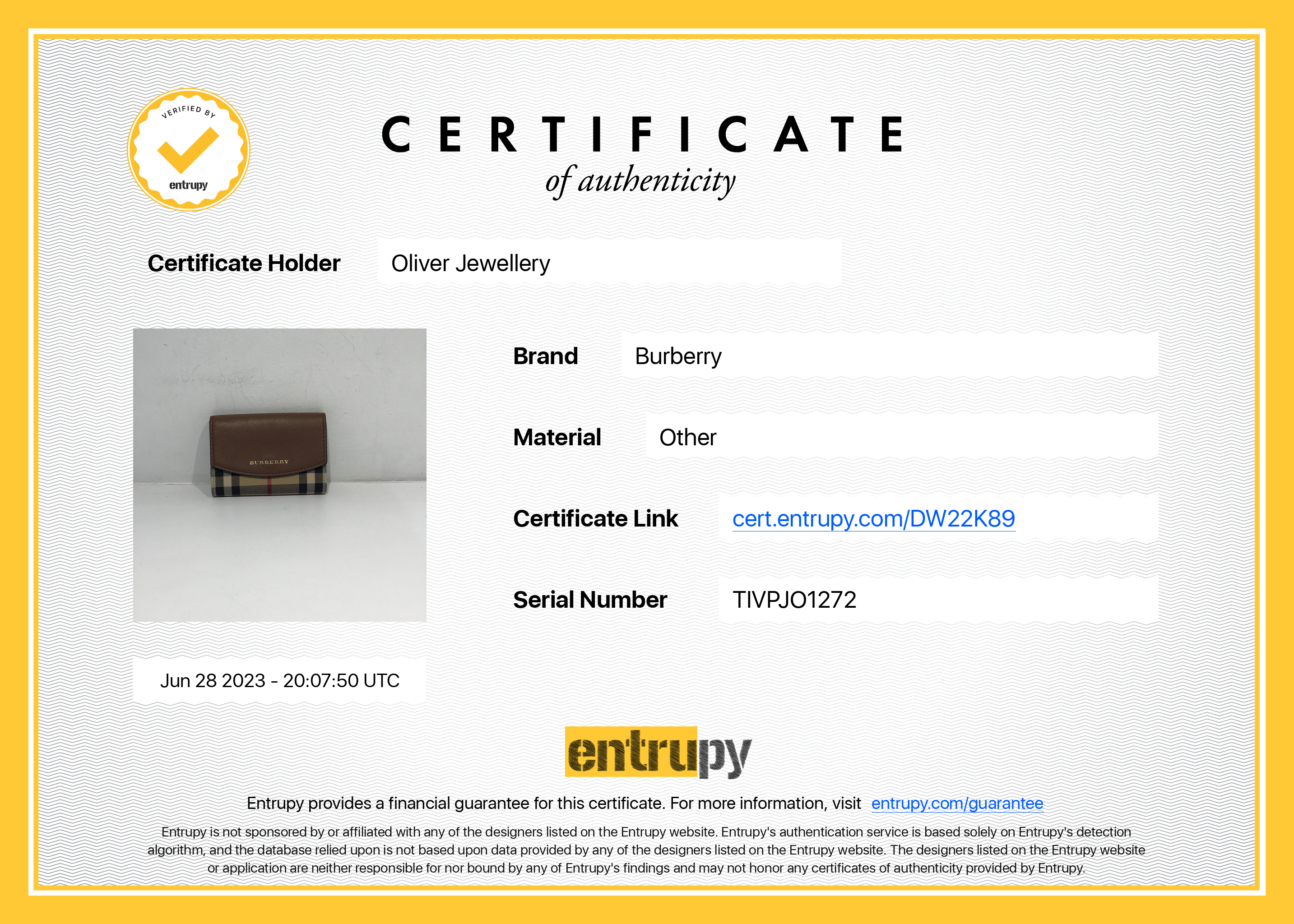 Burberry Vintage Check Flap Card Case Wallet