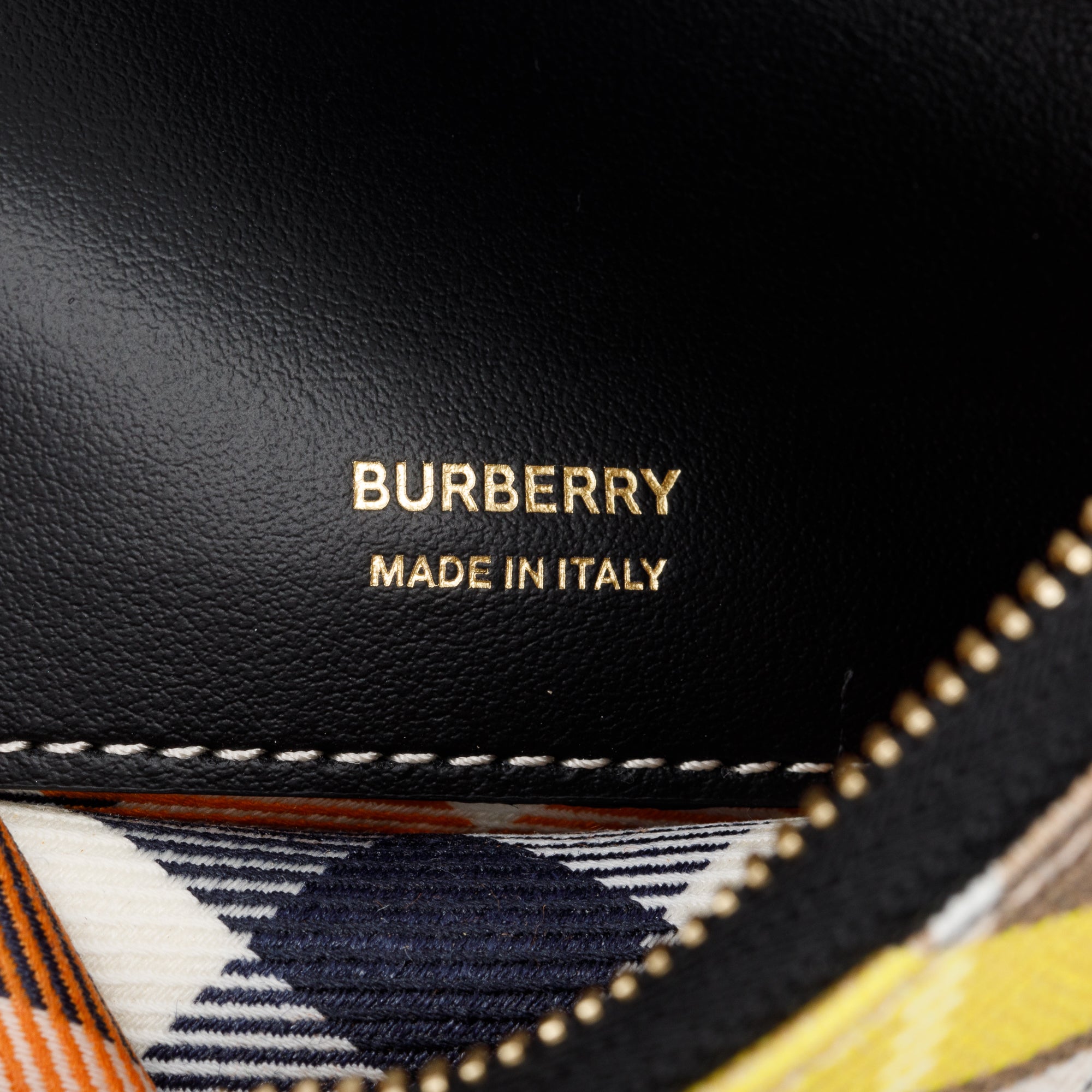 Burberry Yellow Vintage Check Black Leather Olympia Pouch