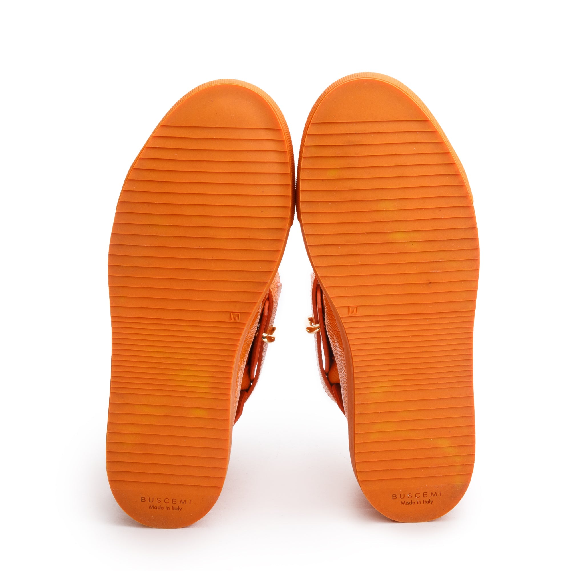 Buscemi Orange Leather 100MM Alta Womens High Top Sneakers, Size 40 w/ Box