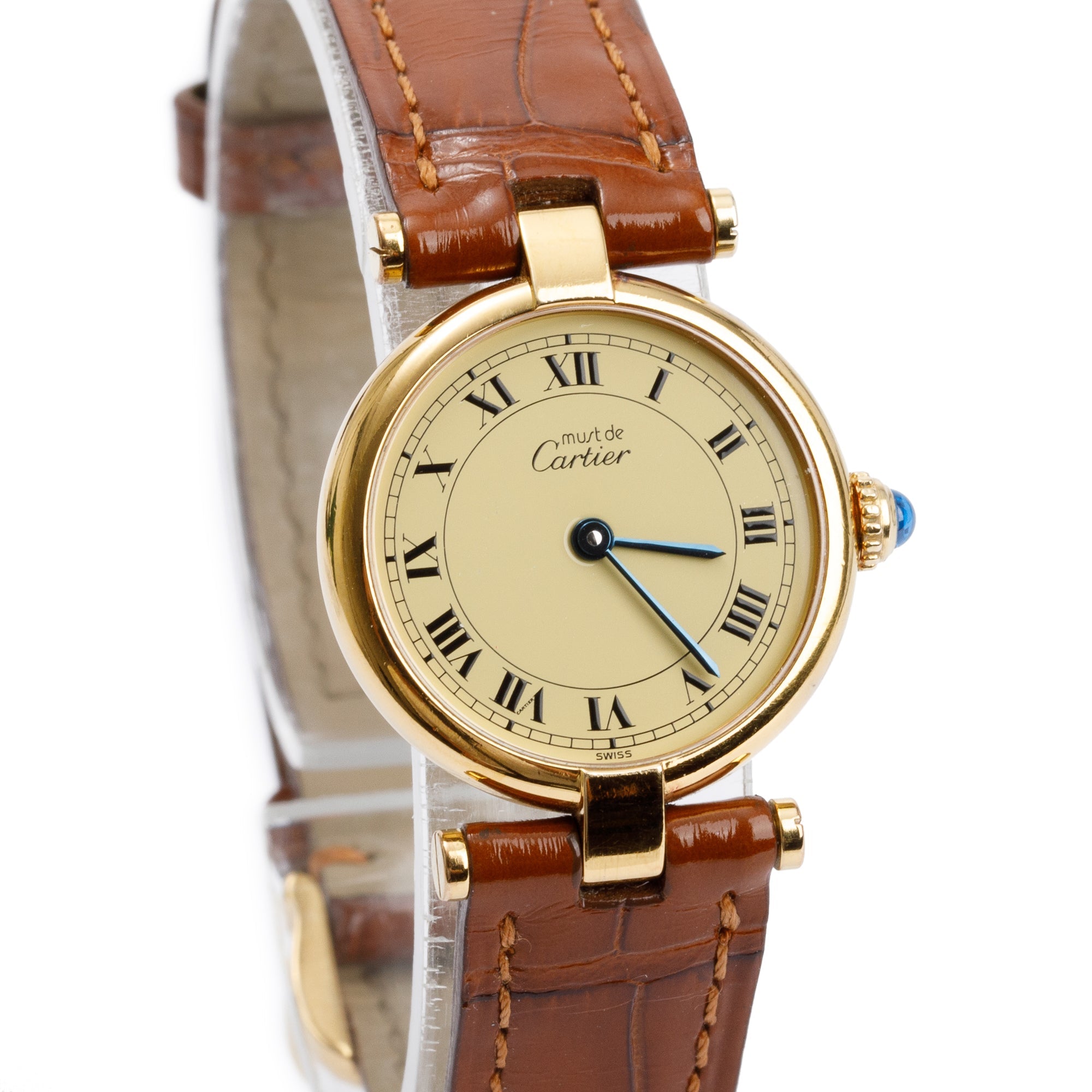 Cartier 18k Gold Vermeil Must De Cartier Vendome 24MM Watch w/ Box & Papers