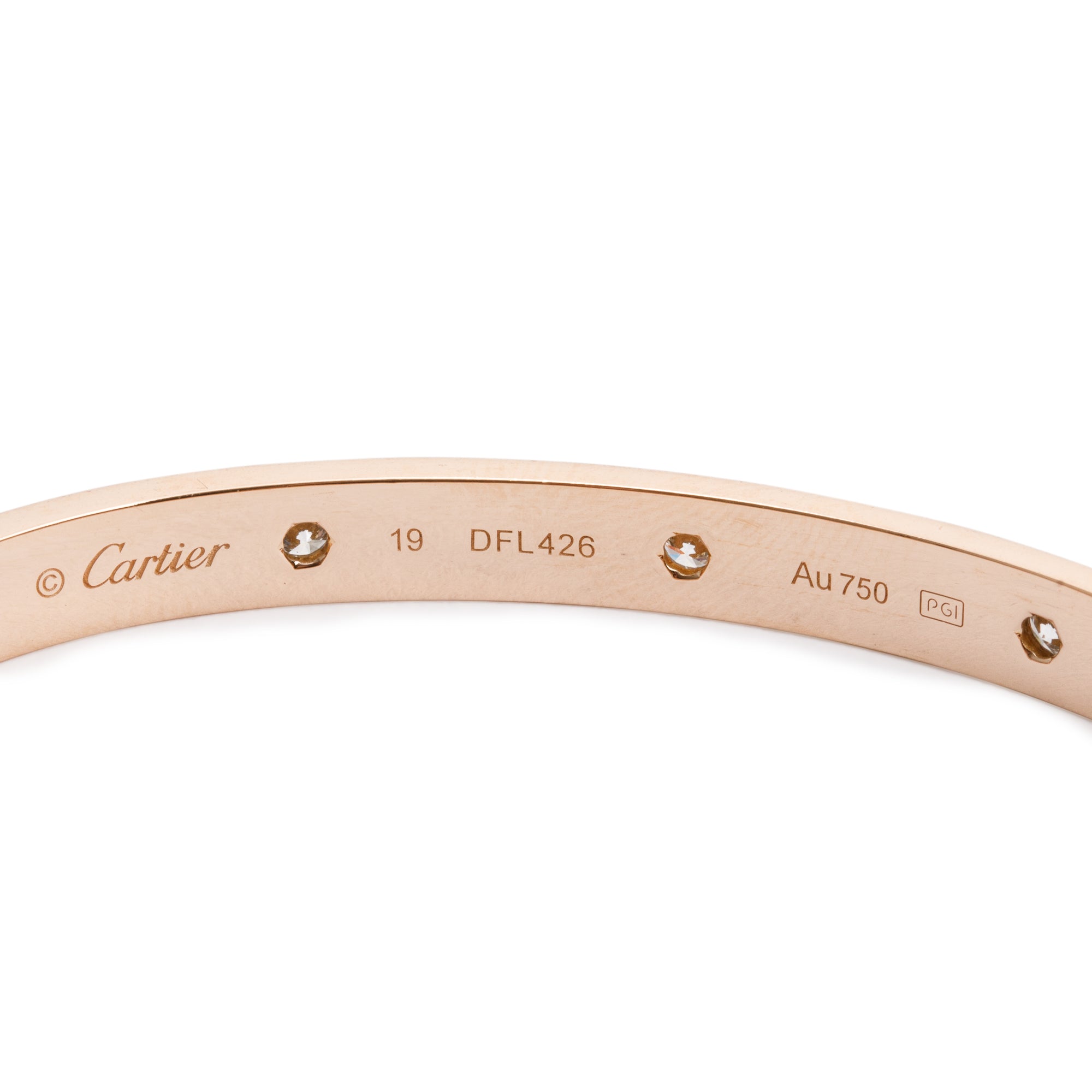 Cartier 18k Rose Gold 10 Diamond Love Bracelet, Size 19 w/ Certificate