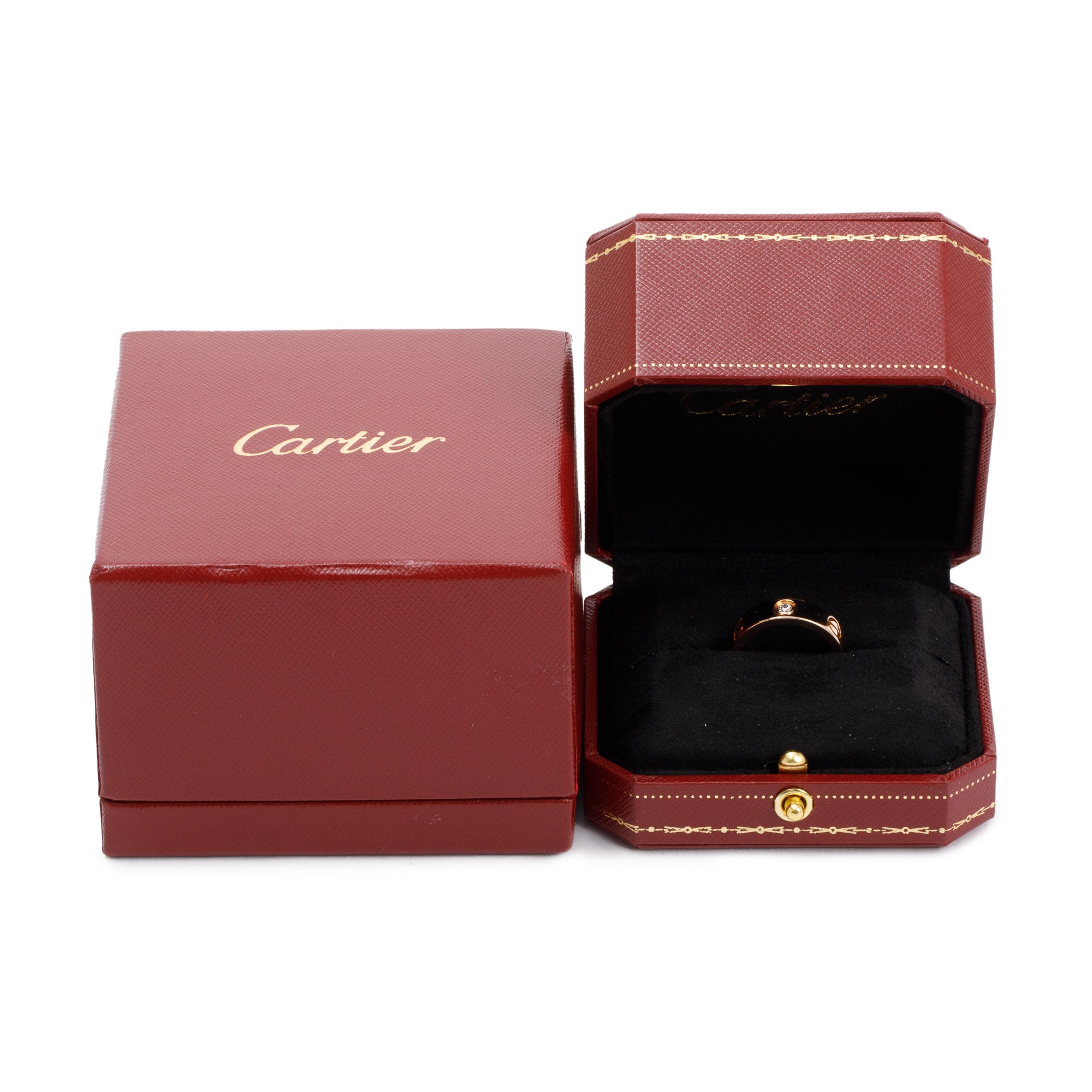 Cartier 18k Rose Gold 3 Diamond Love Ring, Size 52 6.25 w/ Box