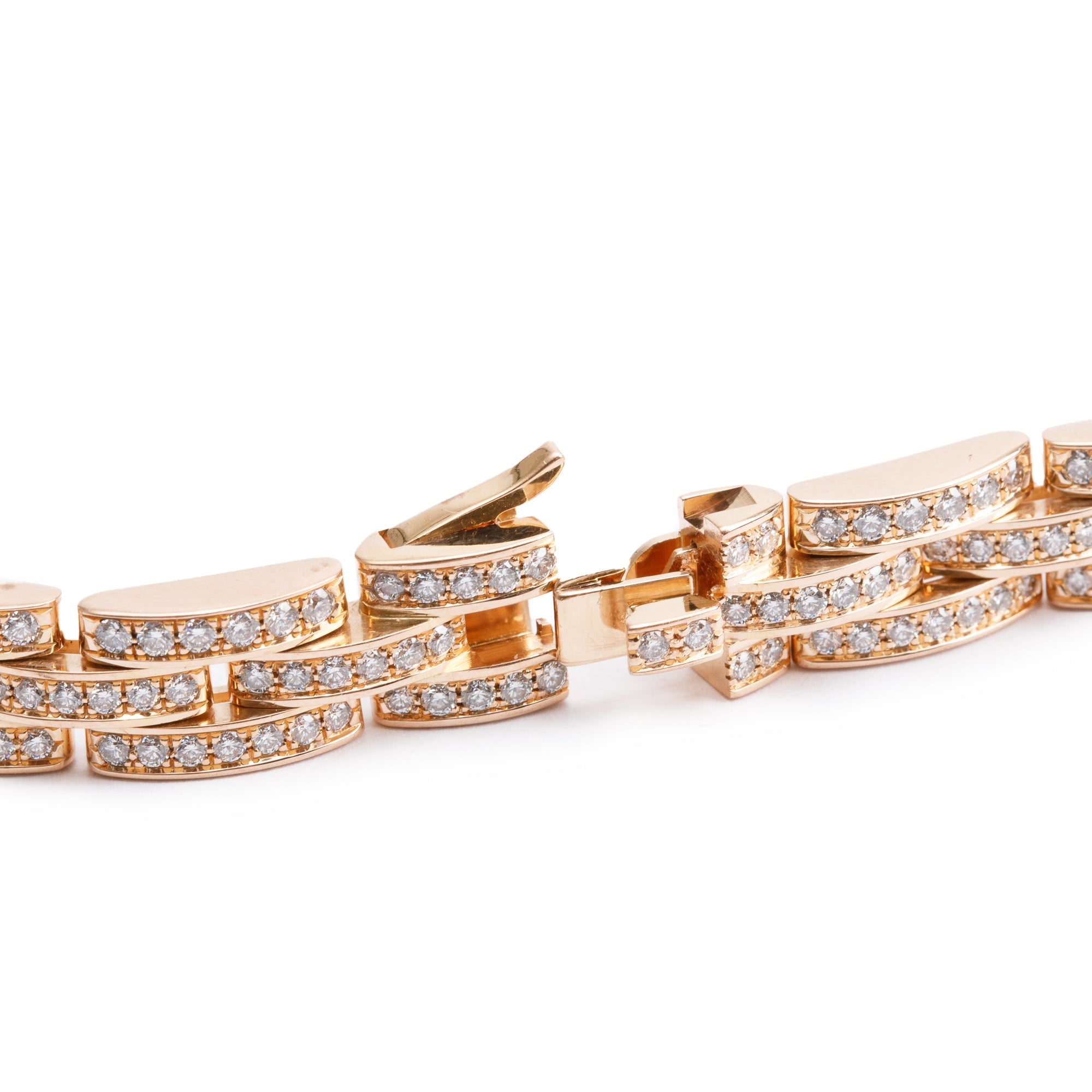 Cartier 18k Rose Gold 3-Row Pave Diamond Maillon Panthere Necklace w/ Box