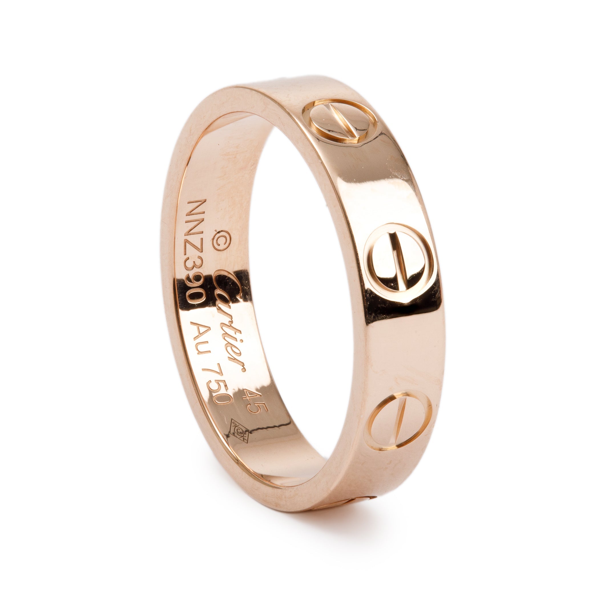 Cartier 18k Rose Gold 3.6 MM Love Wedding Band Ring, Size 45 3.25 w/ Box