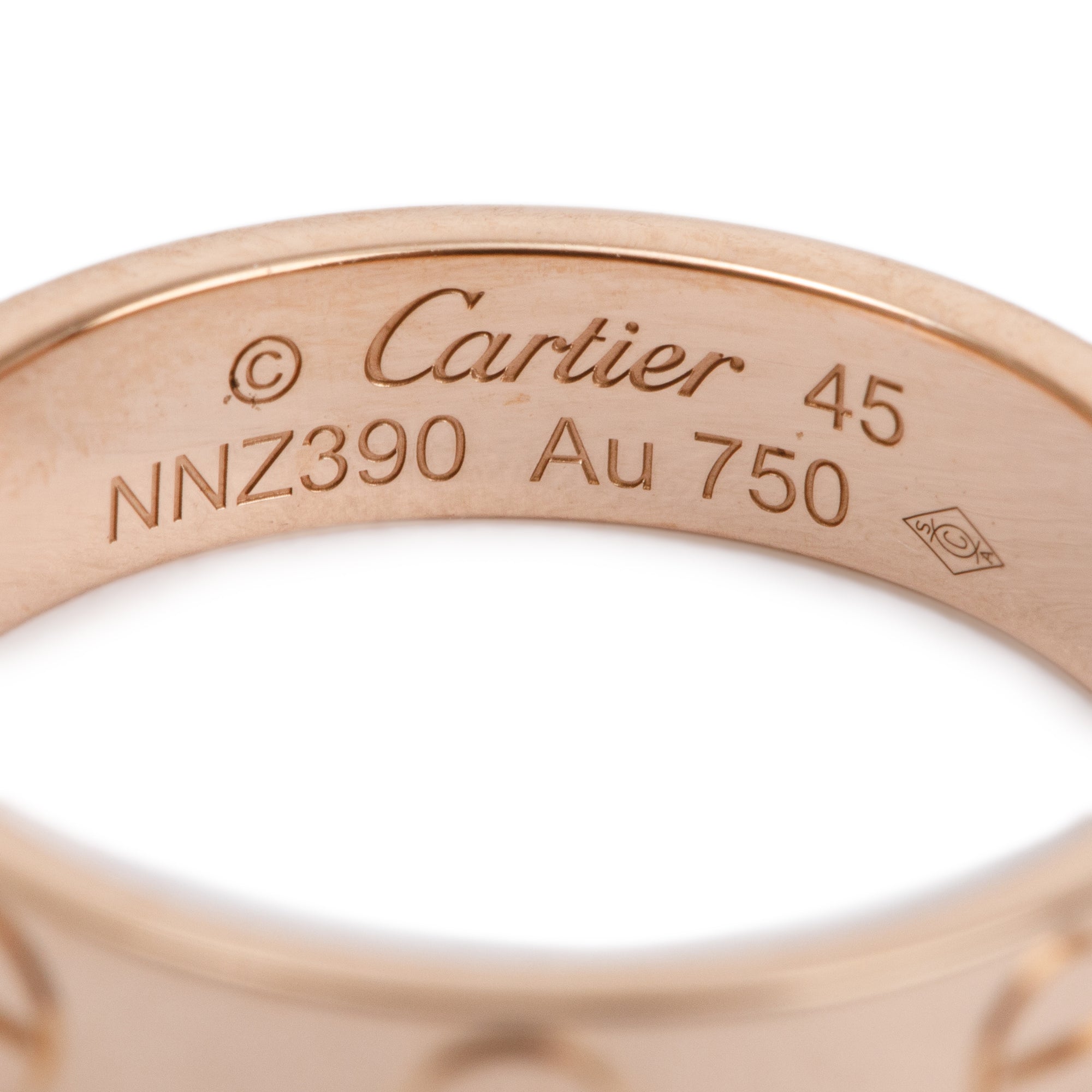 Cartier 18k Rose Gold 3.6 MM Love Wedding Band Ring, Size 45 3.25 w/ Box