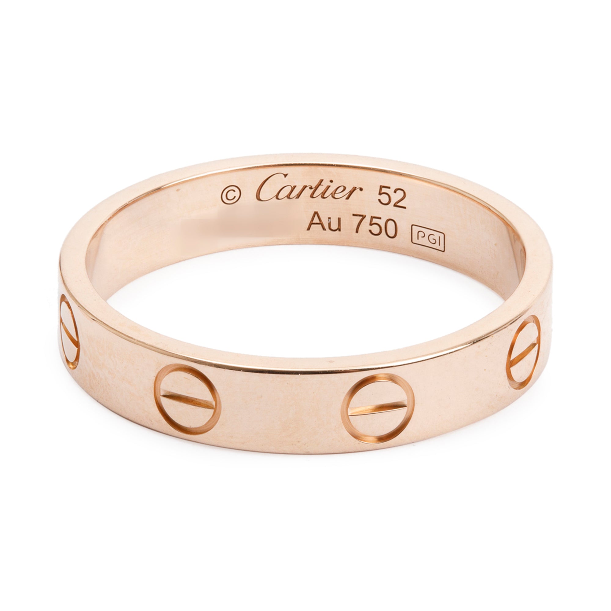 Cartier 18k Rose Gold 3.6 MM Love Wedding Band Ring, Size 52 6
