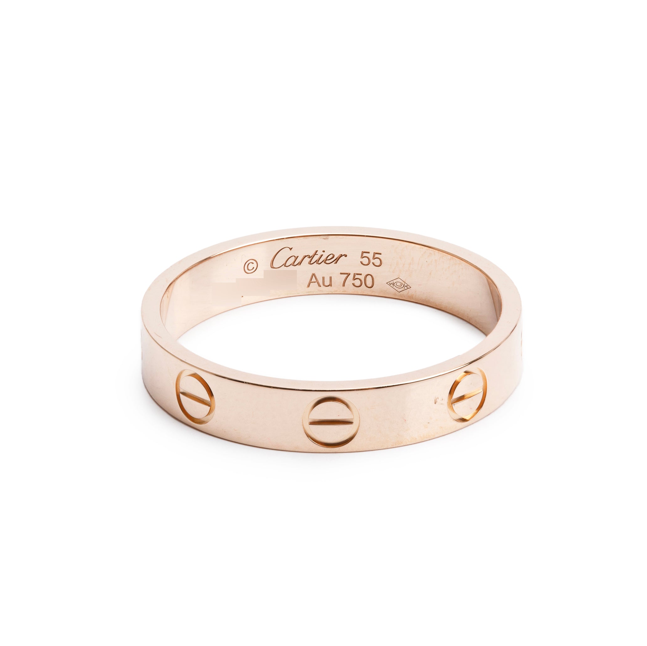 Cartier 18k Rose Gold 3.6 MM Love Wedding Band Ring, Size 55 7.25