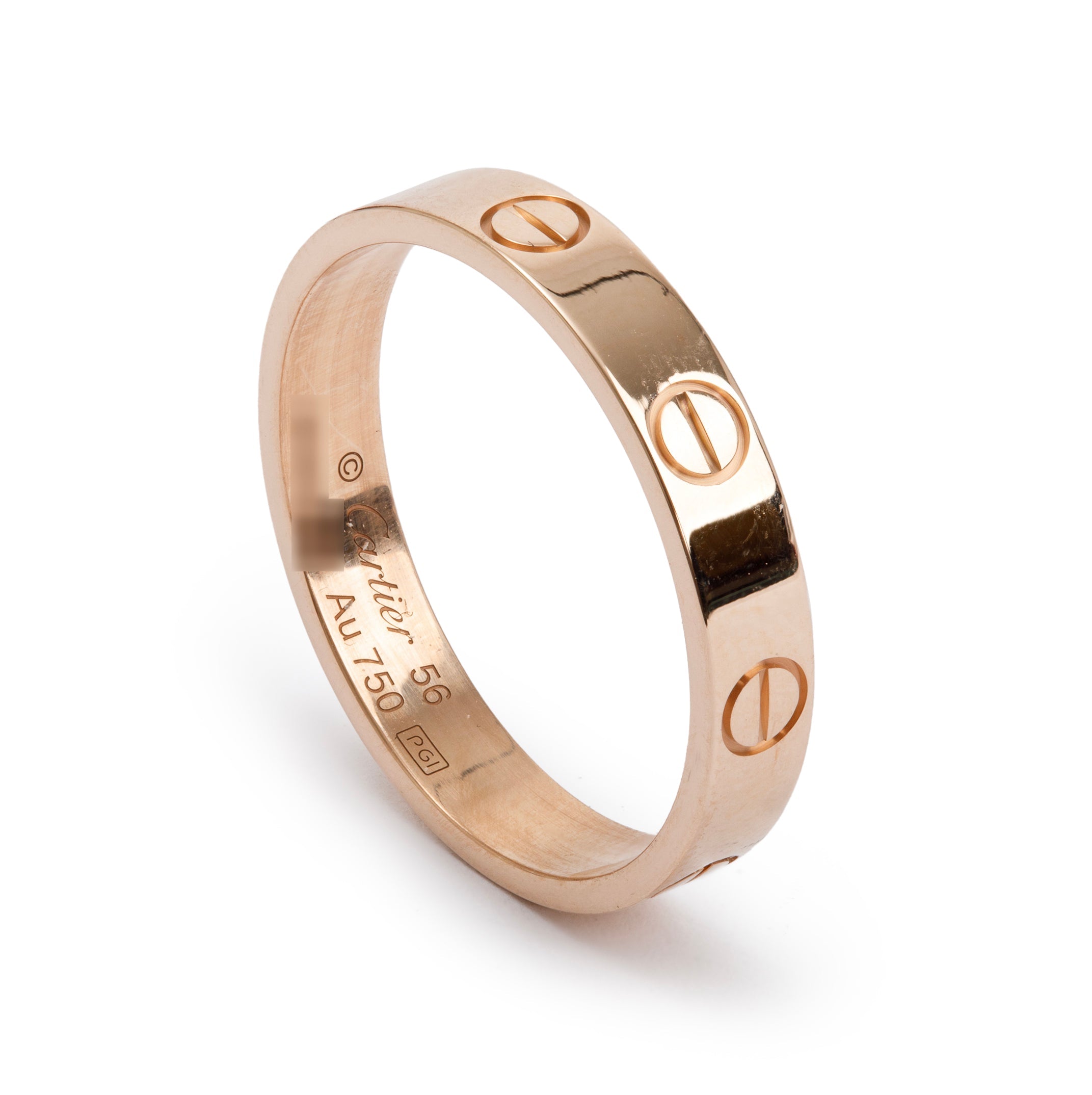 Cartier 18k Rose Gold 3.6 MM Love Wedding Band Ring, Size 56 7.75 w/ Box