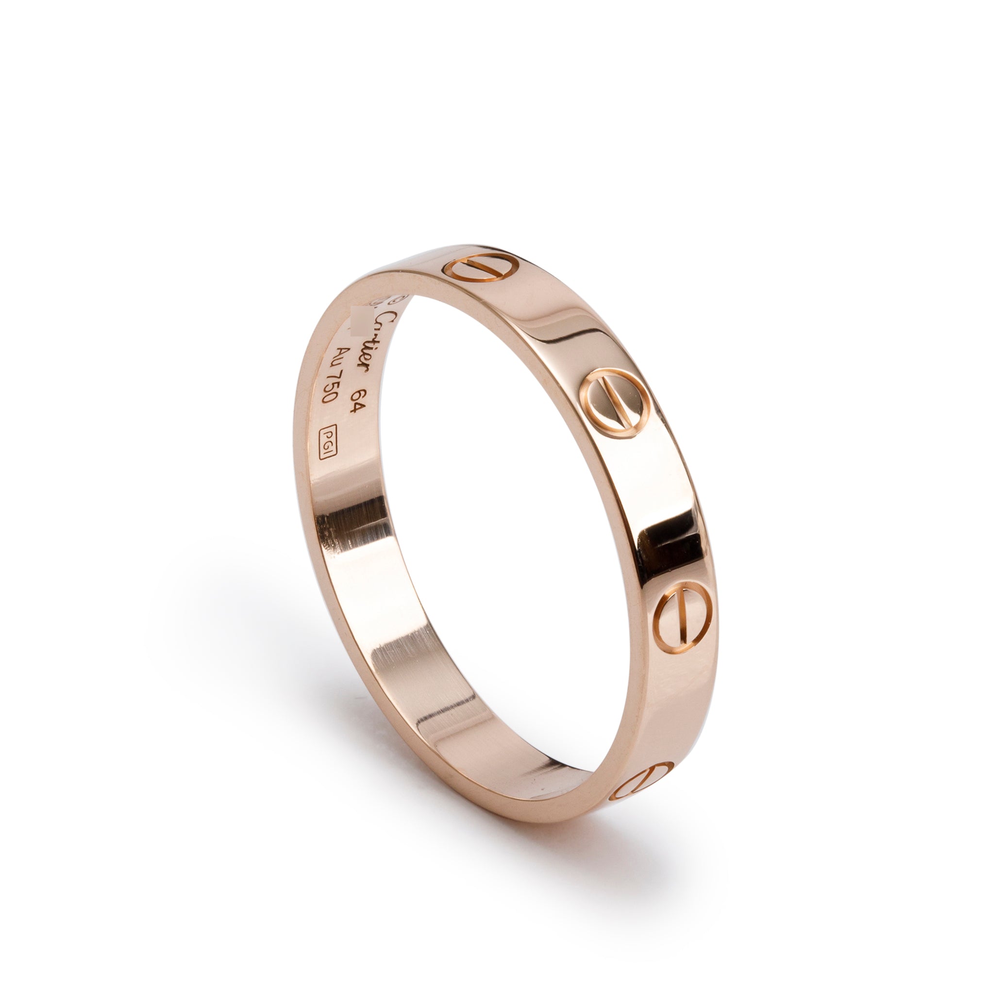 Cartier 18k Rose Gold 3.6 MM Love Wedding Band Ring, Size 64 10.75