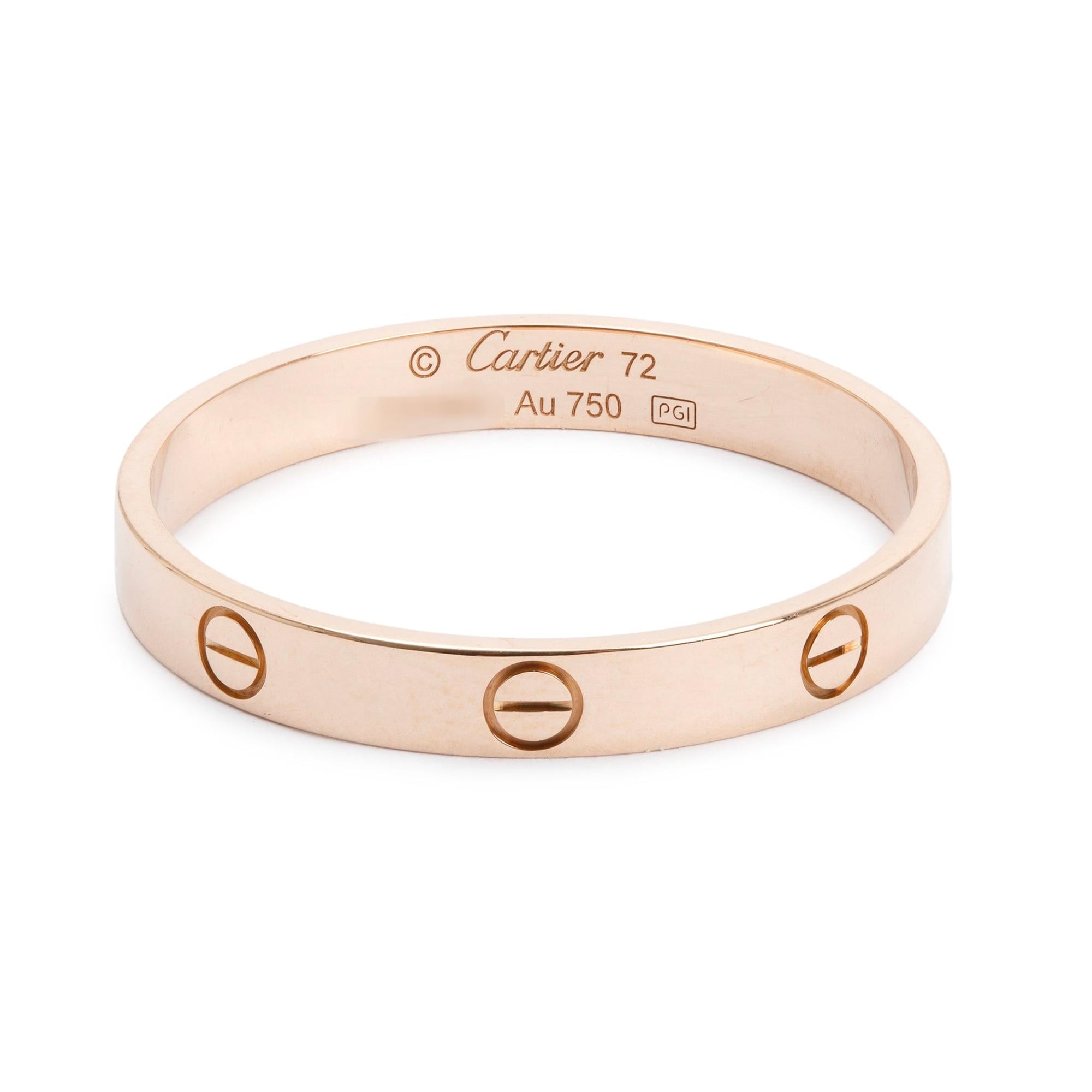 Cartier 18k Rose Gold 3.6 MM Love Wedding Band Ring, Size 72 14