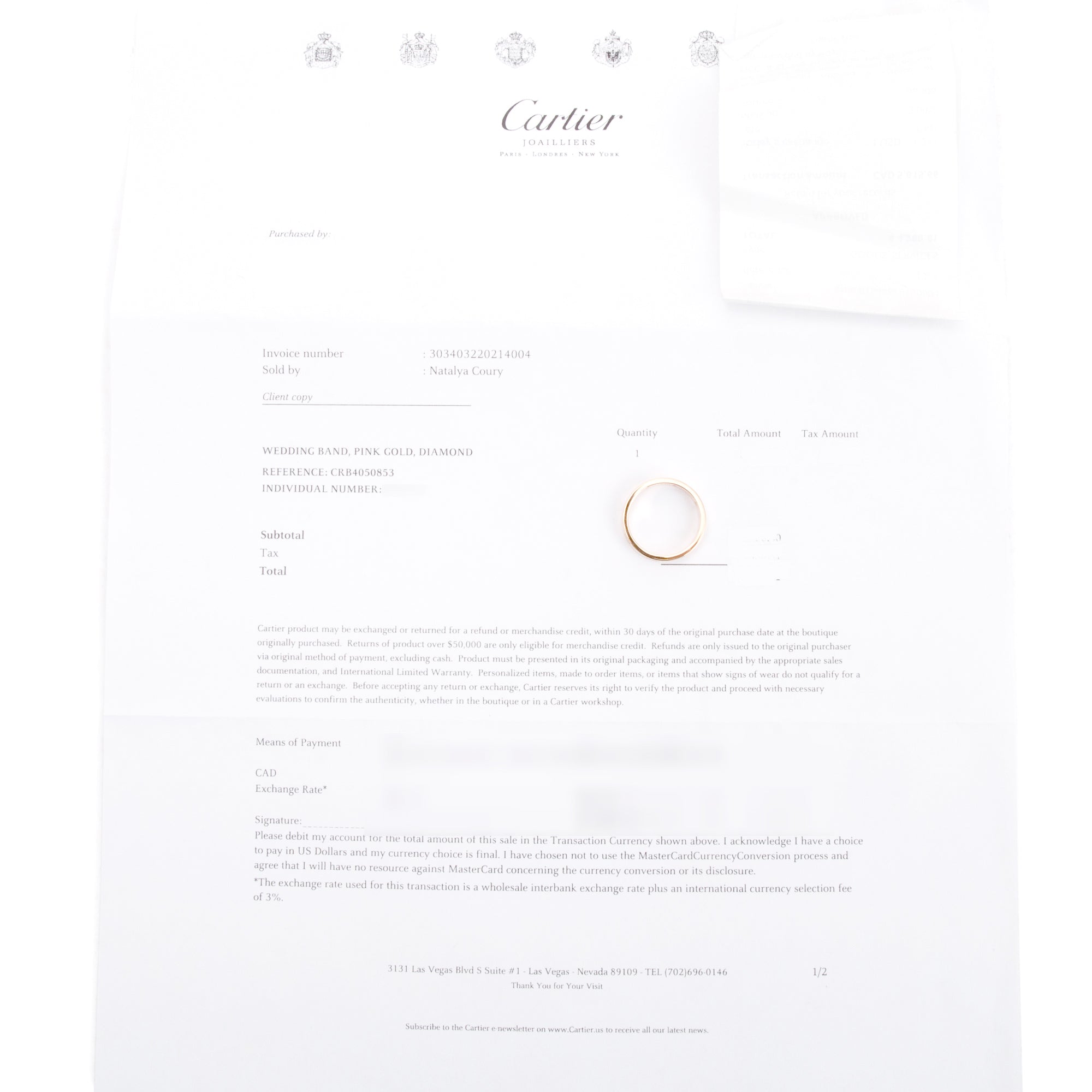 Cartier 18k Rose Gold 4 MM 8 Diamond Love Wedding Band Ring, Size 53 6.5 w/ Box, Certificate & Receipt