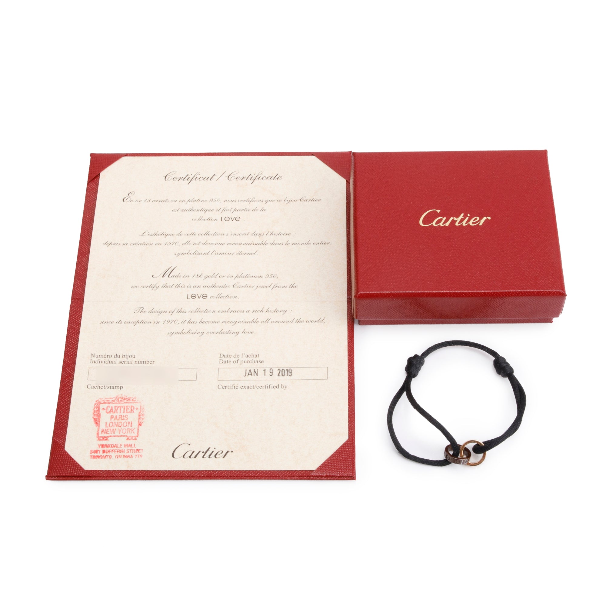Cartier 18k Rose Gold & Brown Ceramic 4 Diamond Love Cord Bracelet w/ Box & Authenticity Card