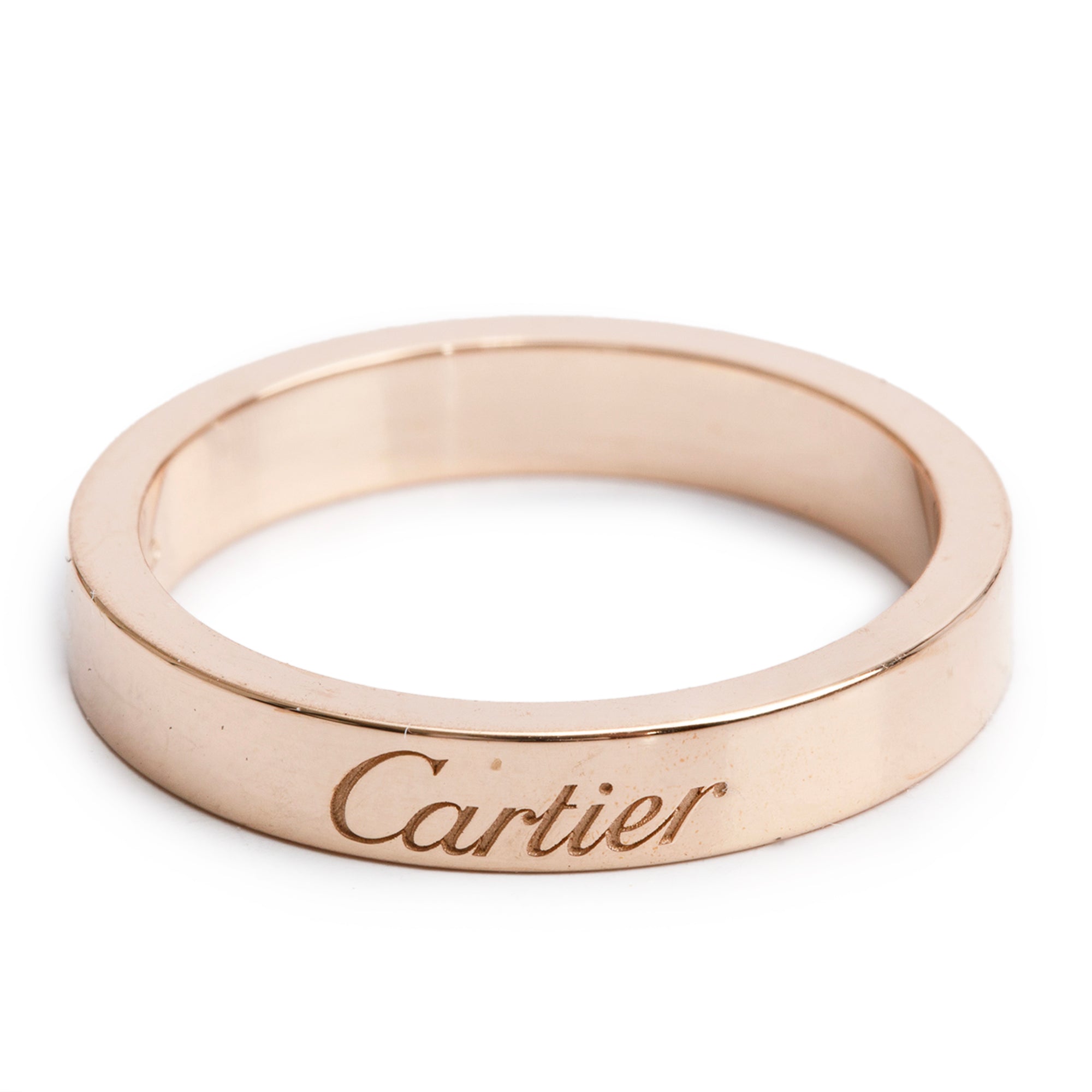 Cartier 18k Rose Gold C de Cartier 3 MM Wedding Band Ring, Size 49 4.75