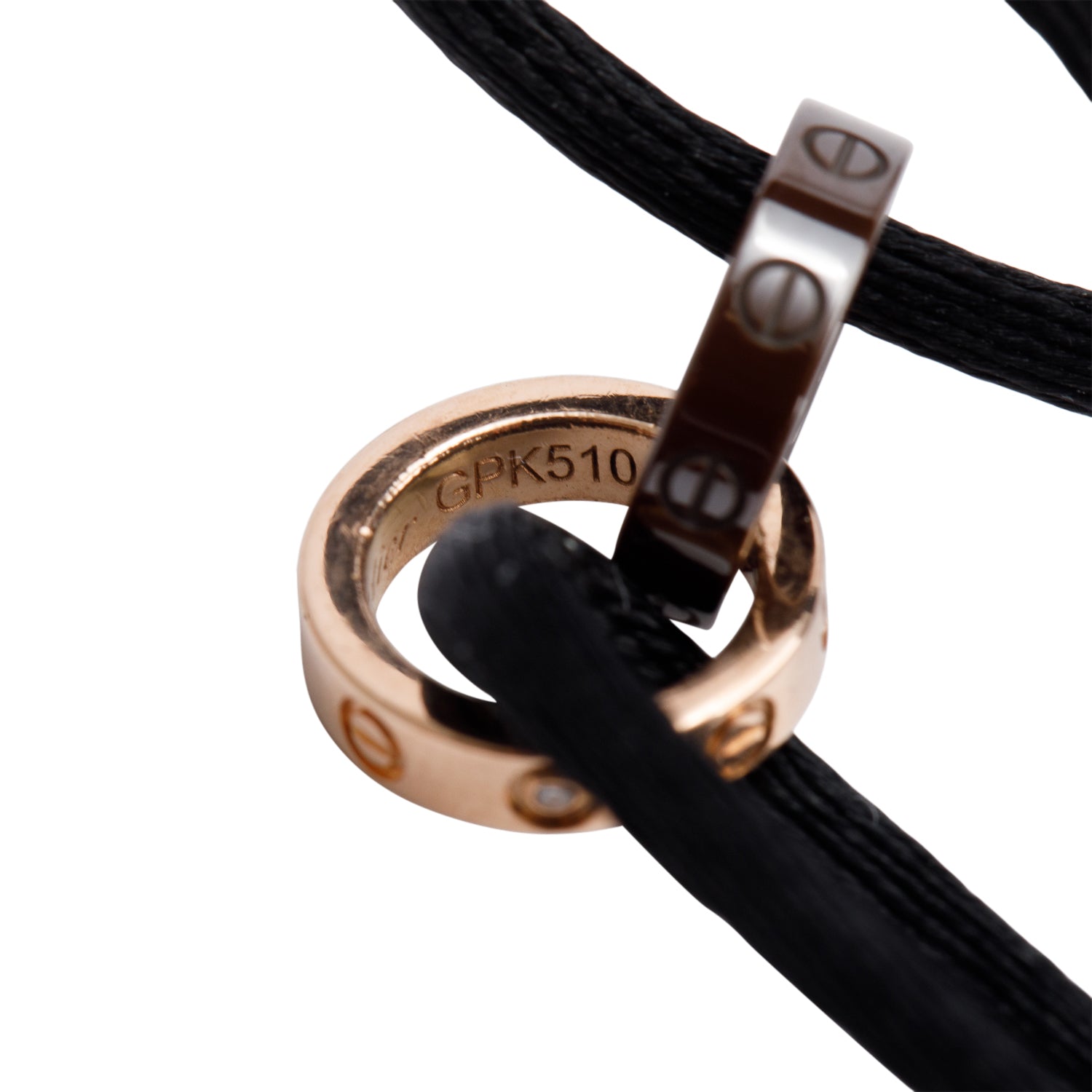 Cartier 18k Rose Gold & Ceramic 4 Diamond Love Cord Bracelet w/ Box & Certificate