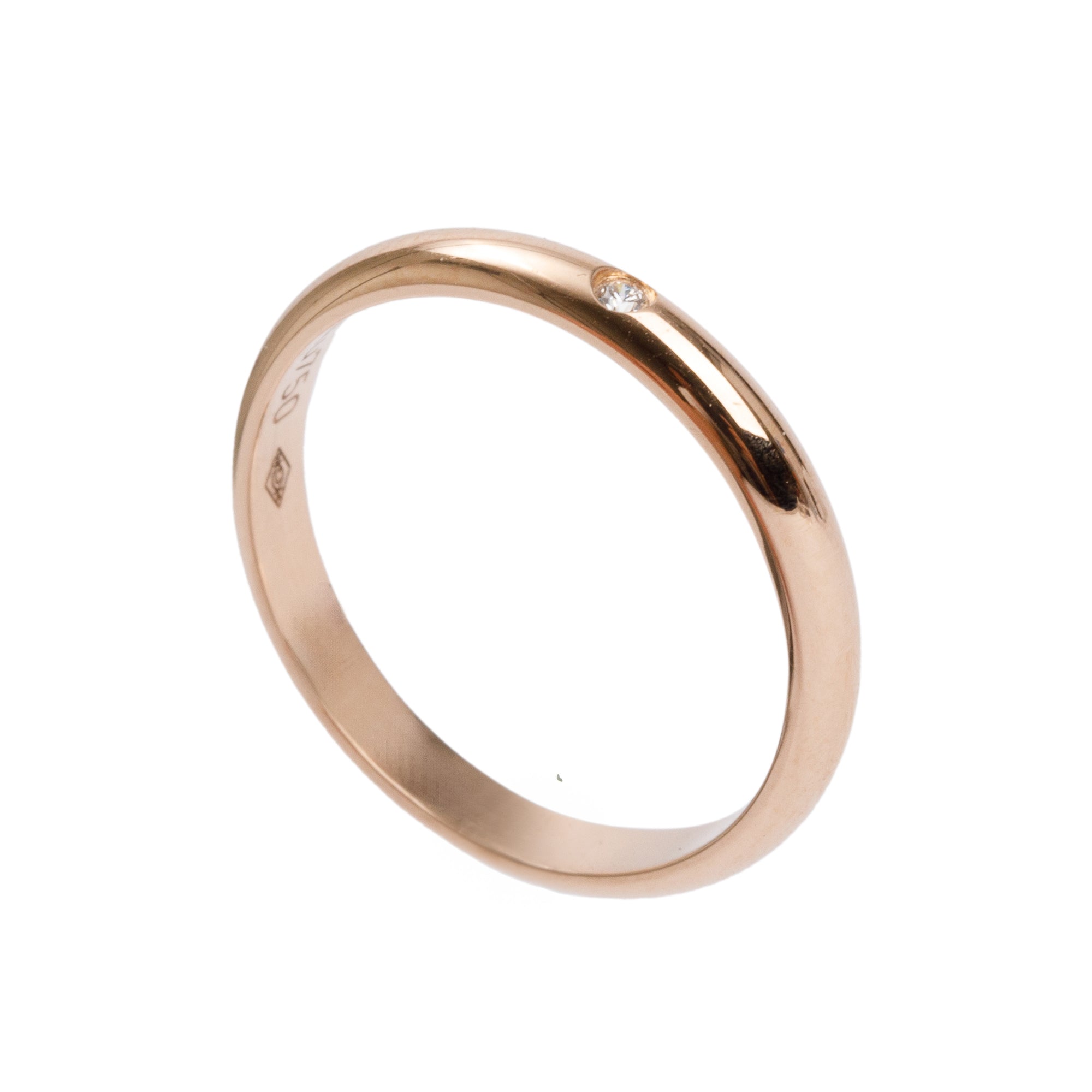 Cartier 18k Rose Gold Diamond 2.6 MM 1895 Wedding Band Ring, Size 51 5.75 w/ Box & Certificate