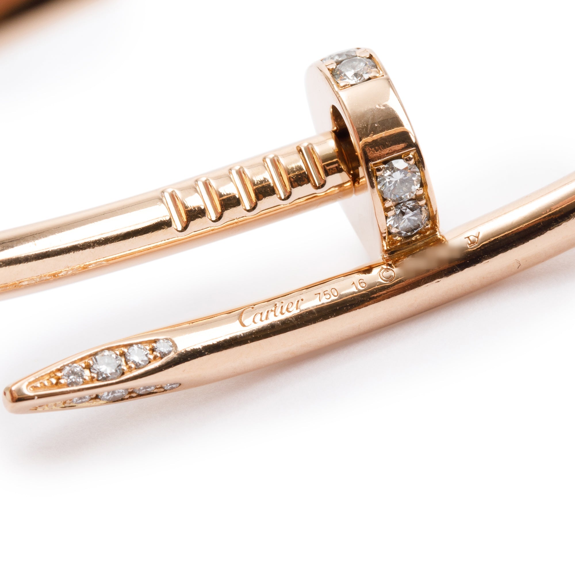 Cartier 18k Rose Gold Diamond Juste Un Clou Bracelet, Size 16