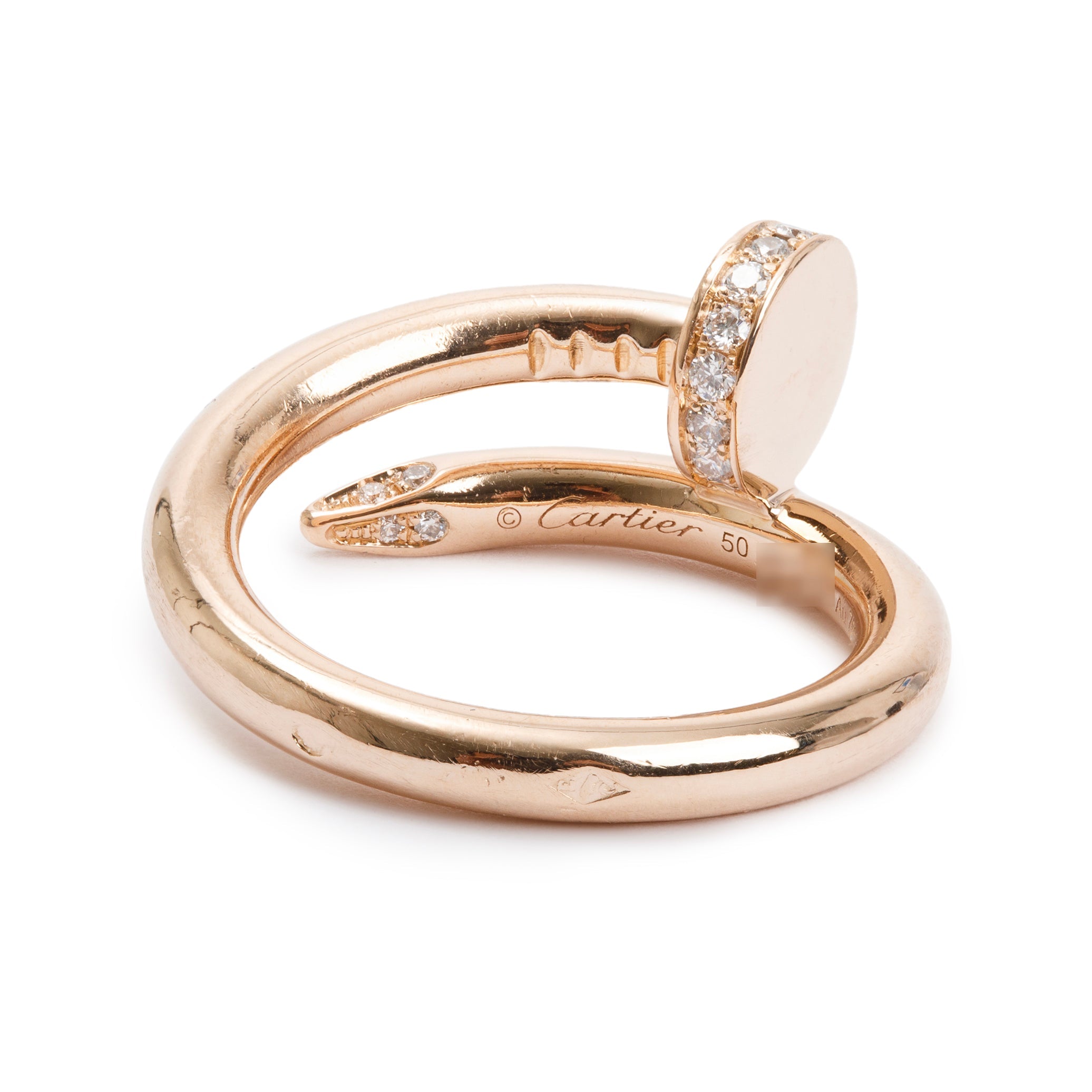 Cartier 18k Rose Gold Diamond Juste Un Clou Ring, Size 50 5.25