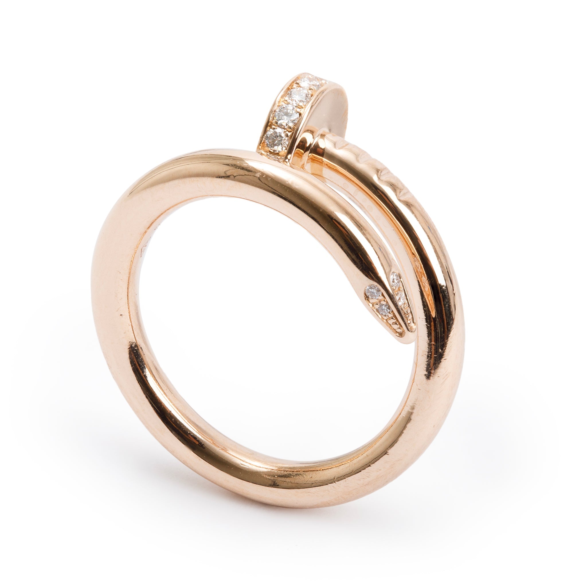 Cartier 18k Rose Gold Diamond Juste Un Clou Ring, Size 50 5.25