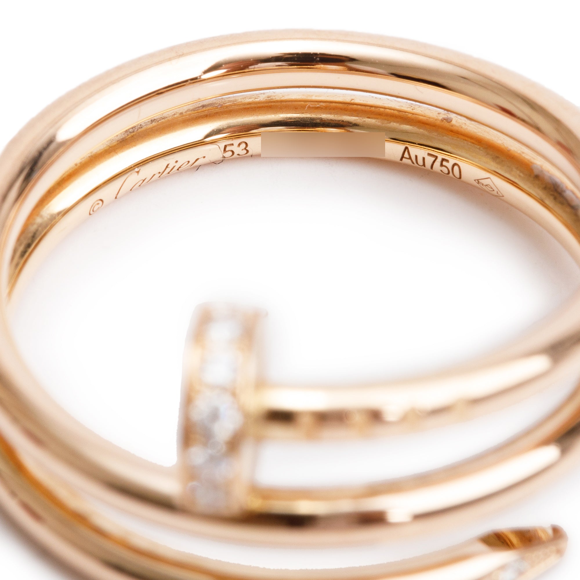 Cartier 18k Rose Gold Diamond Juste Un Clou Ring, Size 53 6.25 w/ Box & Certificate