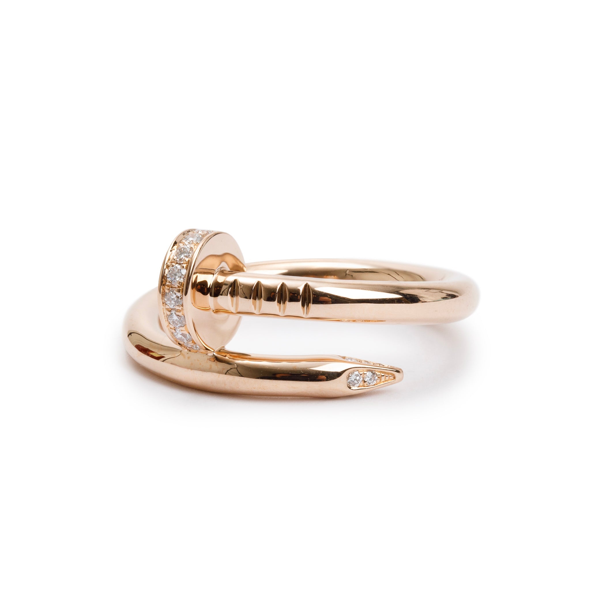 Cartier 18k Rose Gold Diamond Juste Un Clou Ring, Size 53 6.25 w/ Box & Certificate