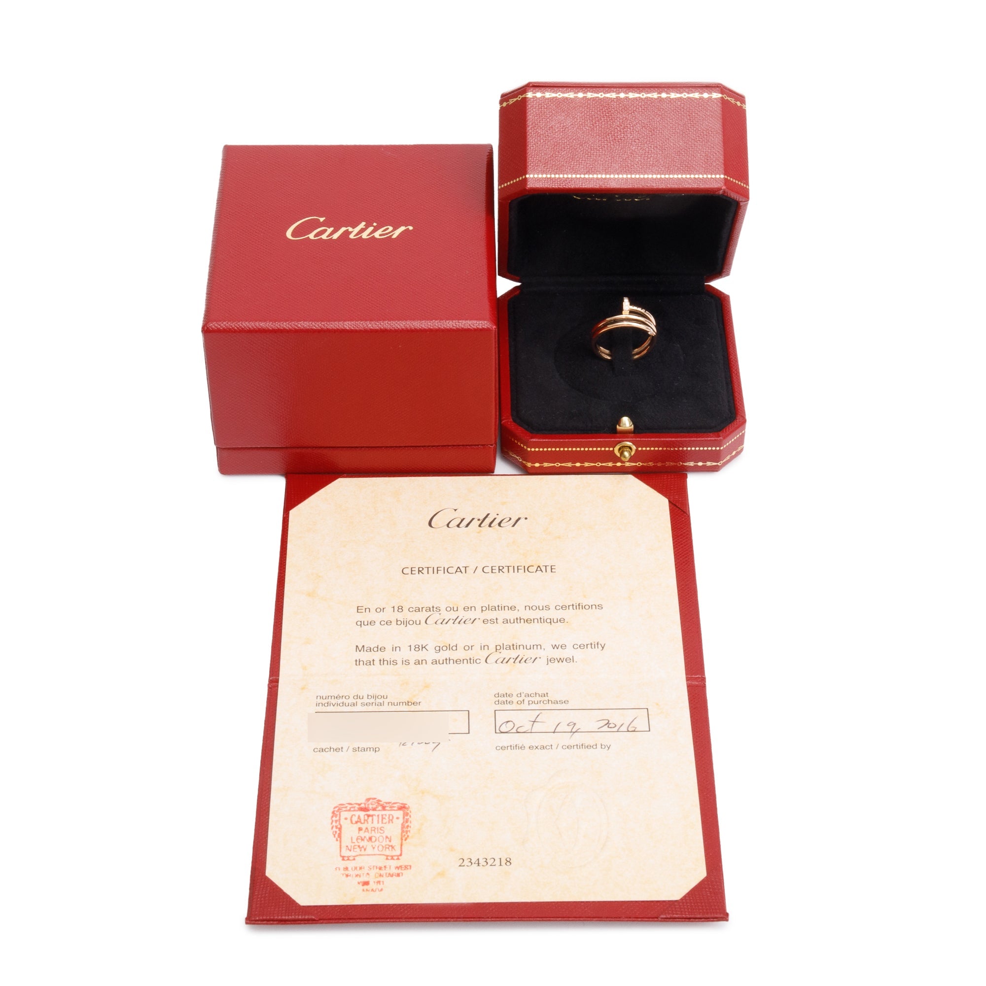 Cartier 18k Rose Gold Diamond Juste Un Clou Ring, Size 53 6.25 w/ Box & Certificate