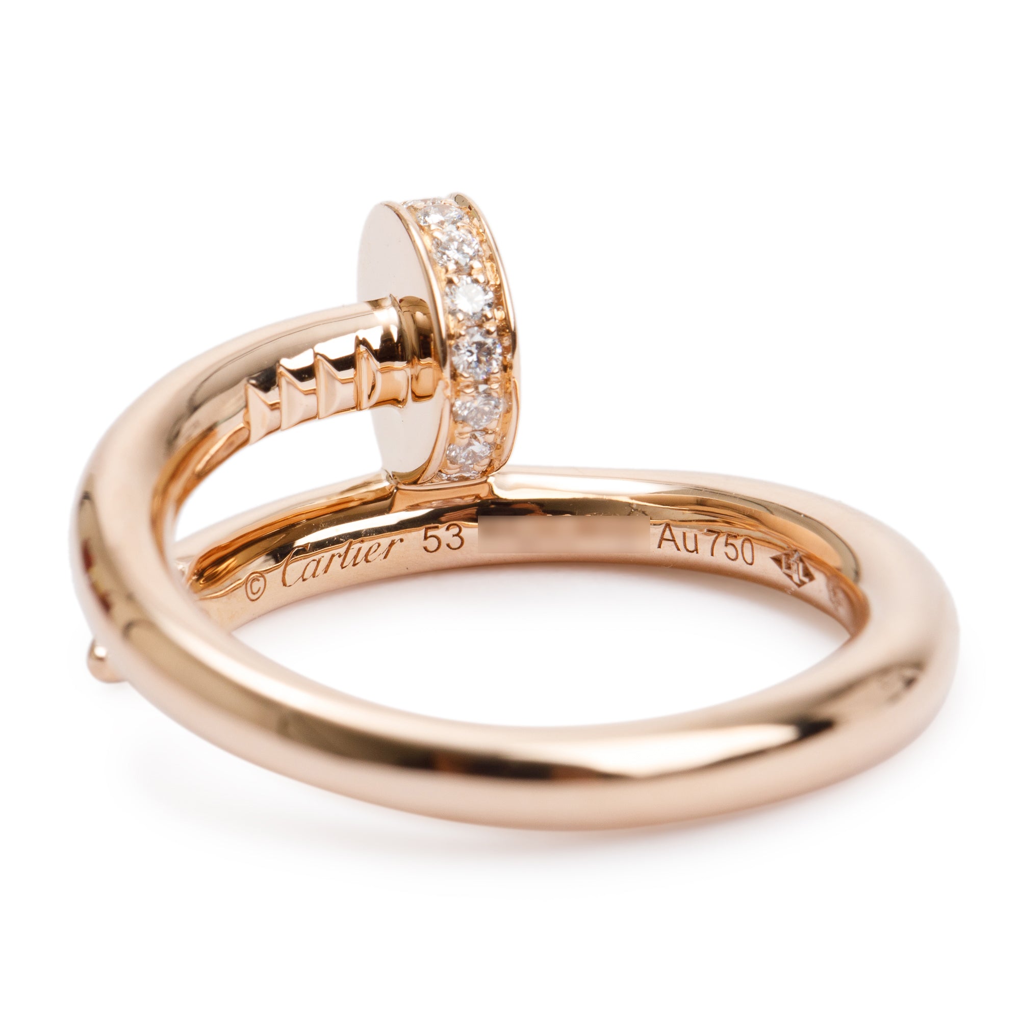 Cartier 18k Rose Gold Diamond Juste Un Clou Ring, Size 53 6.25 w/ Box & Certificate