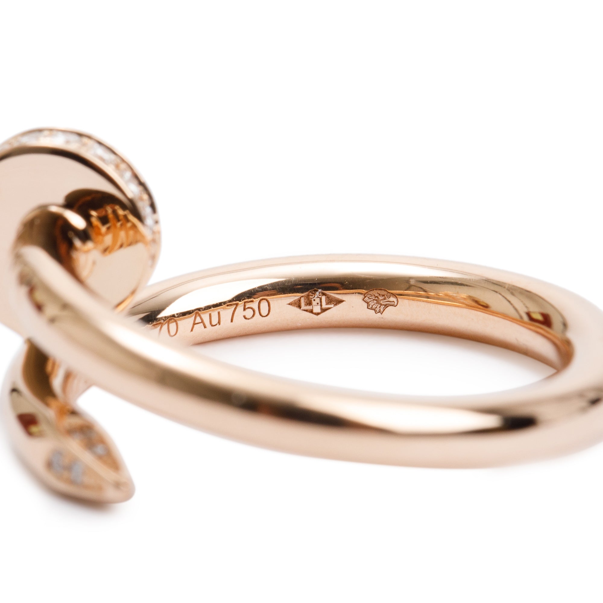 Cartier 18k Rose Gold Diamond Juste Un Clou Ring, Size 53 6.25 w/ Box & Certificate