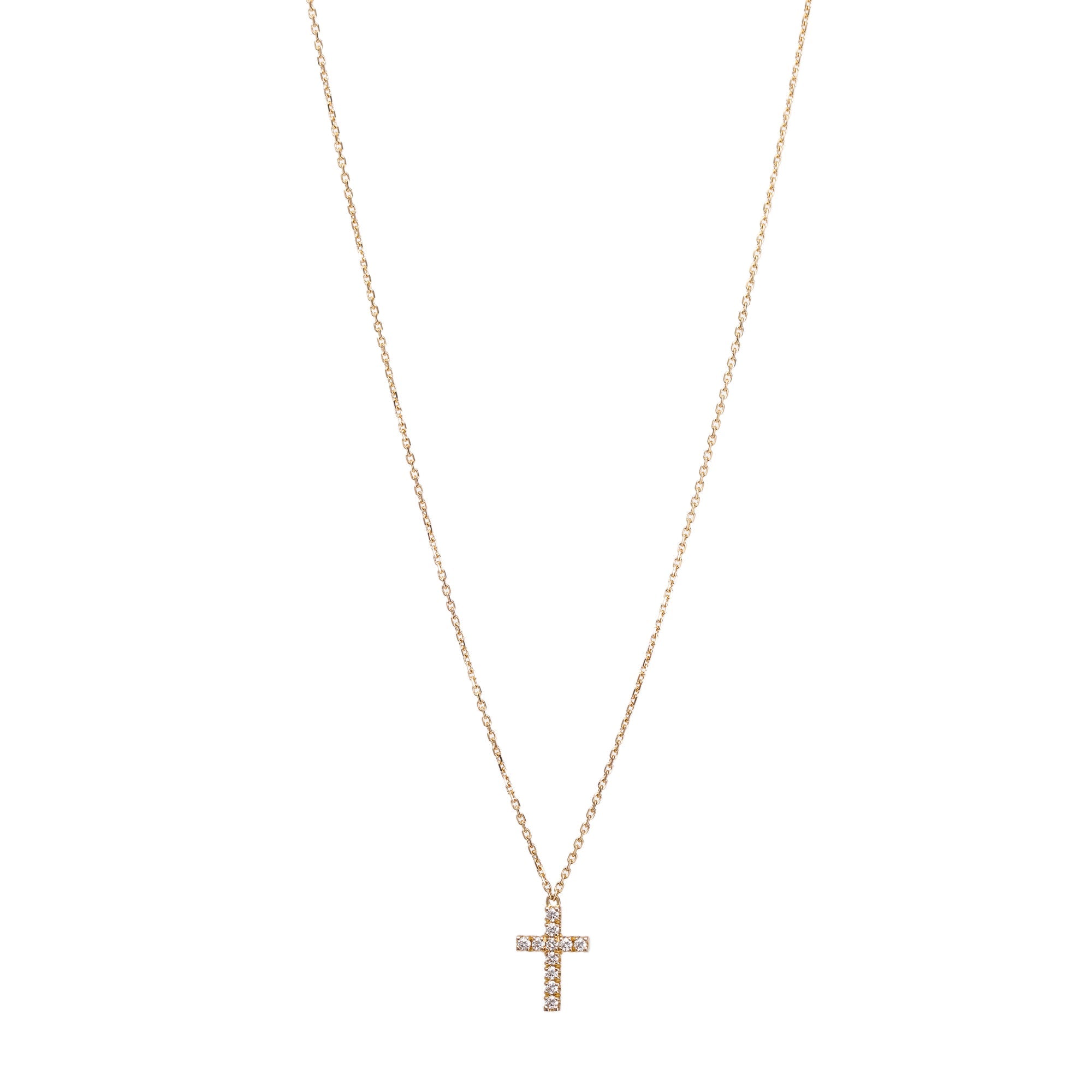 Cartier 18k Rose Gold Diamond Mini Cross Pendant Necklace