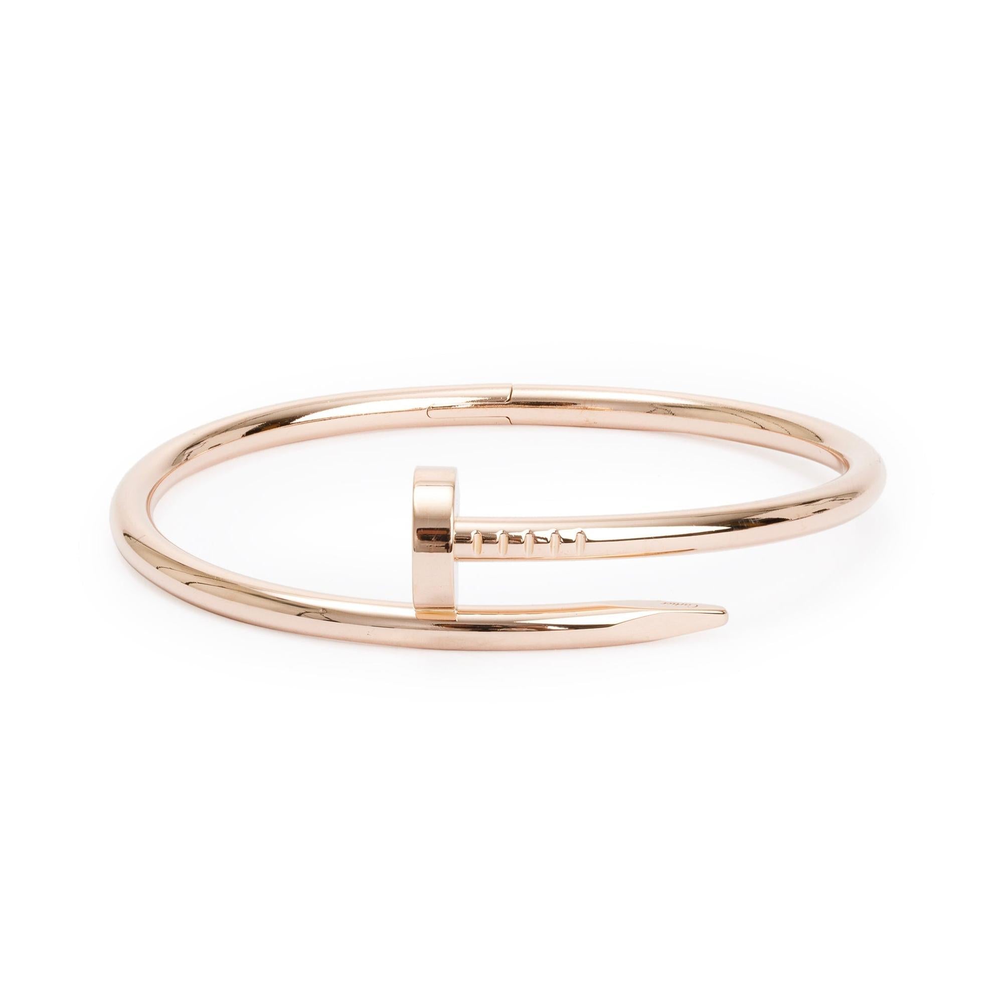 Cartier 18k Rose Gold Juste Un Clou Bracelet, Size 17