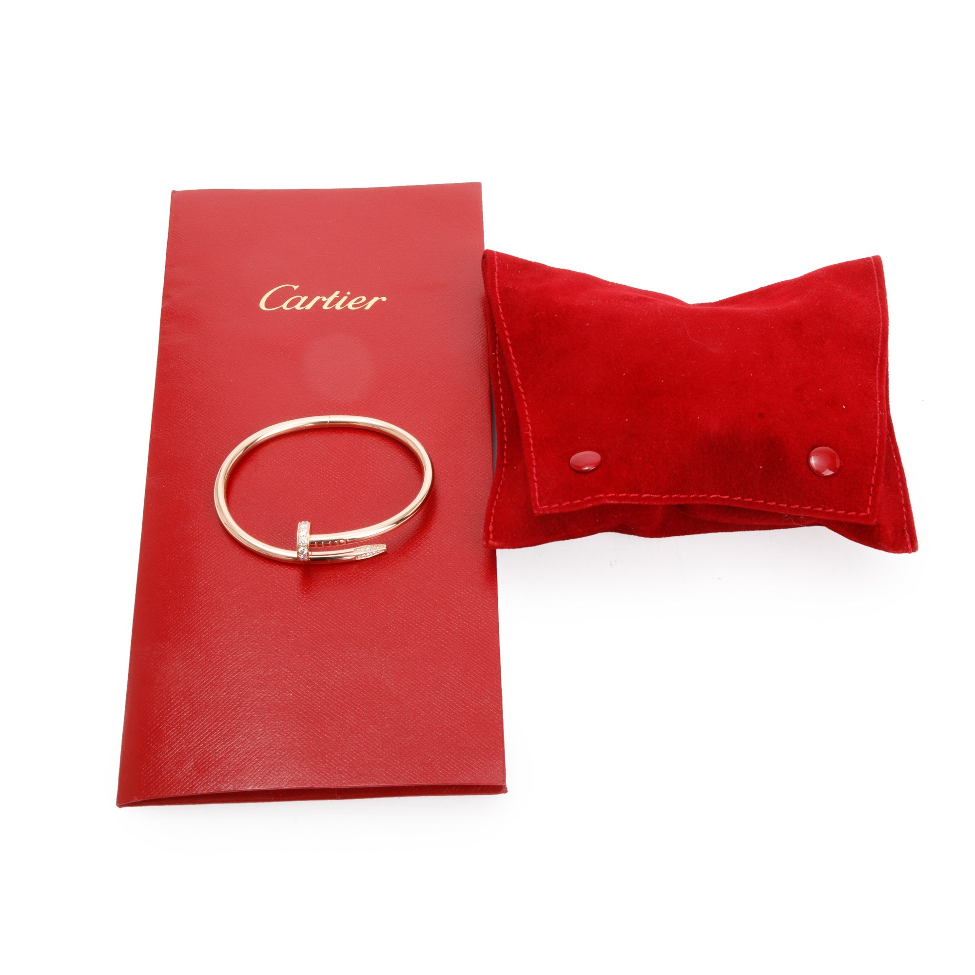 Cartier 18k Rose Gold Juste Un Clou Diamond Bracelet, Size 16 w/ Receipt