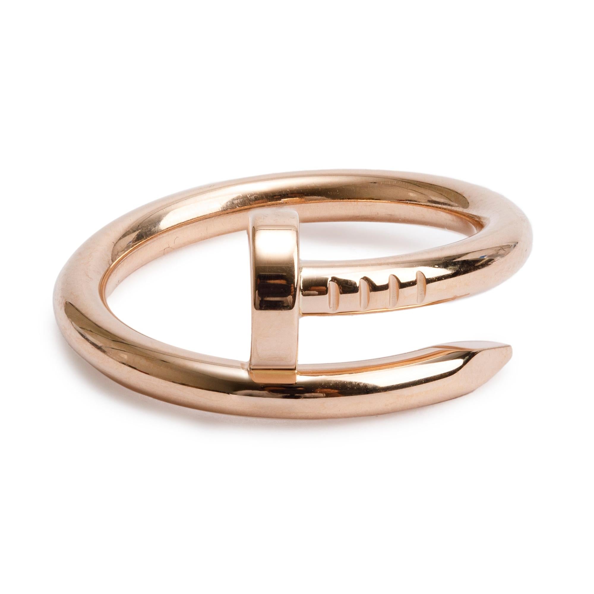 Cartier 18k Rose Gold Juste Un Clou Ring, Size 54 6.25 w/ Box