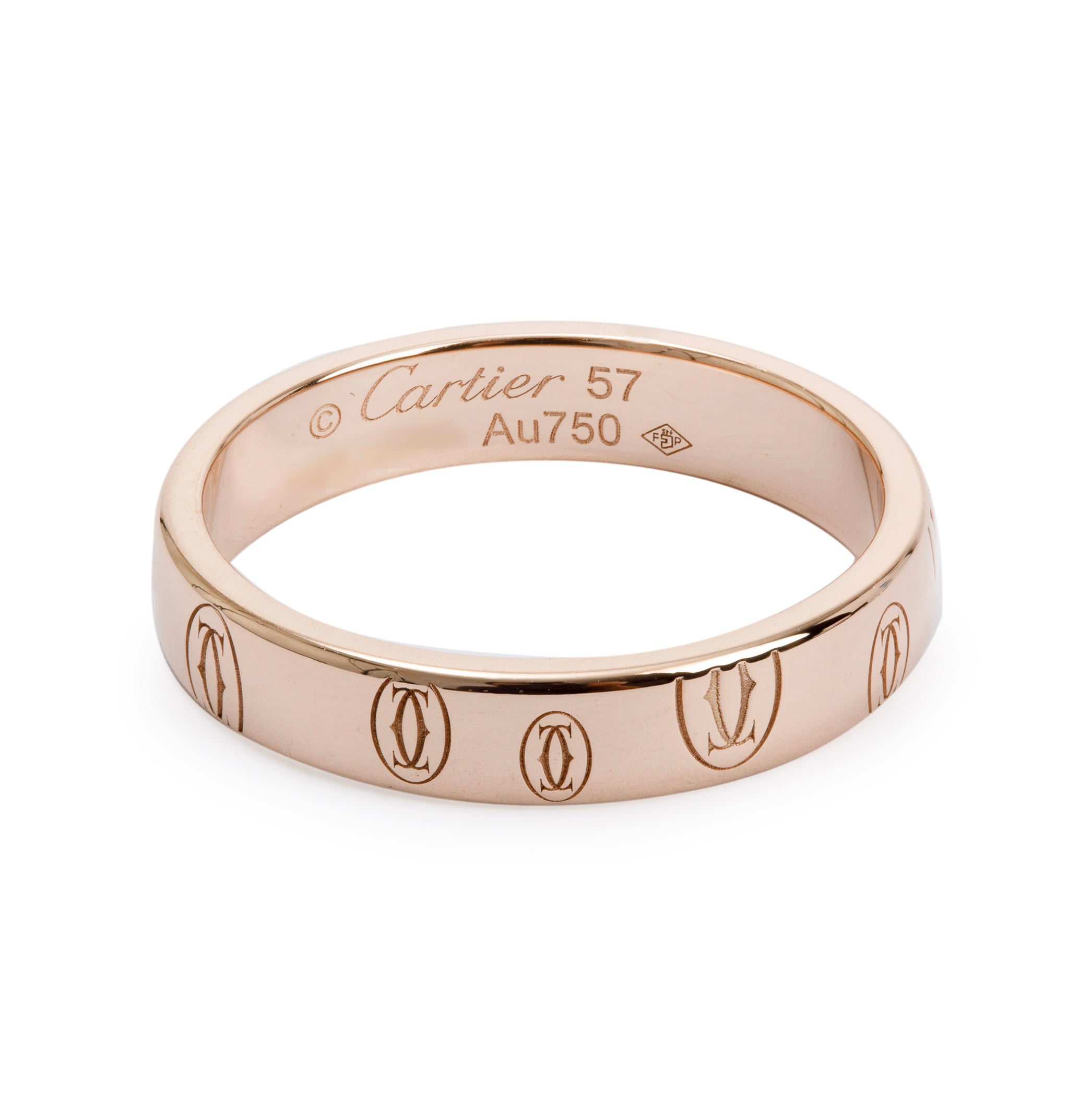 Cartier 18k Rose Gold Logo de Cartier 4 MM Band Ring, Size 57 8