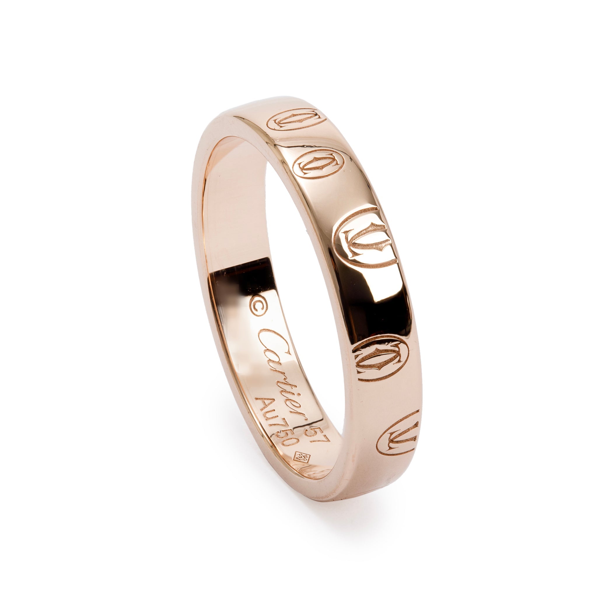Cartier 18k Rose Gold Logo de Cartier 4 MM Band Ring, Size 57 8