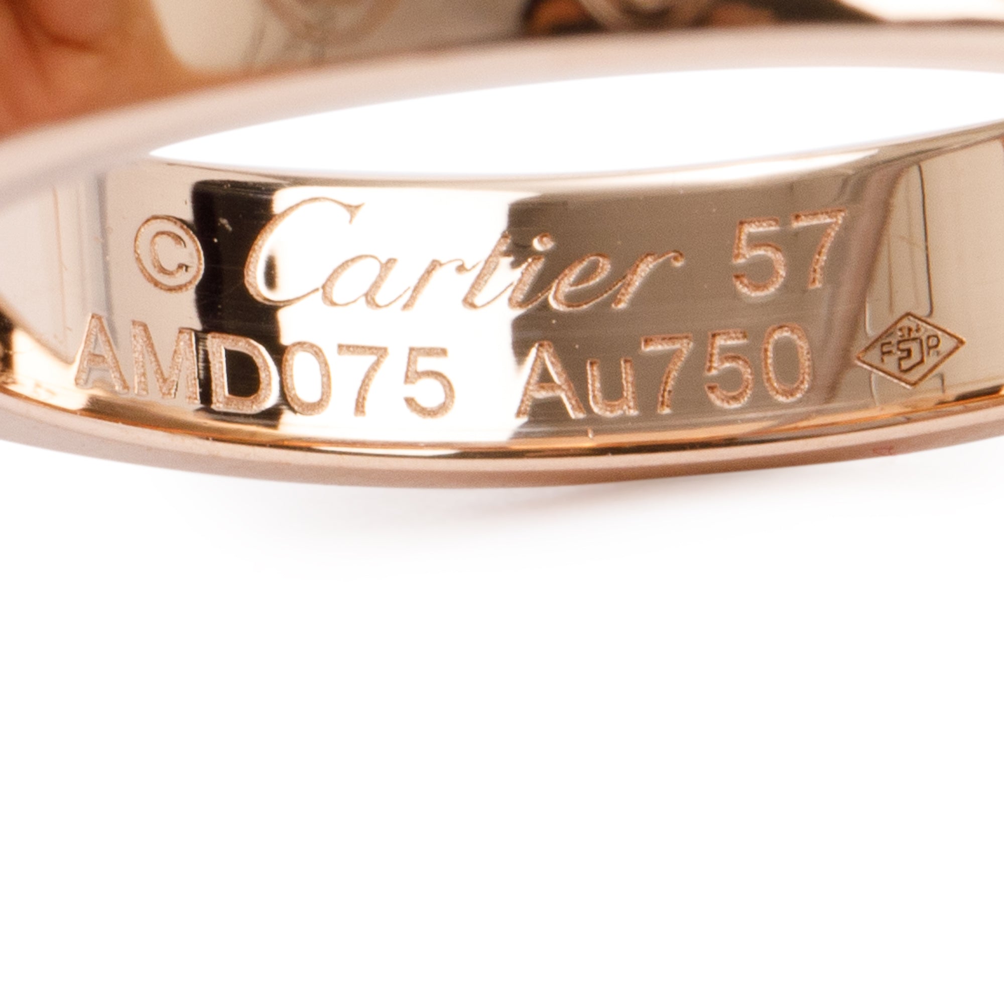 Cartier 18k Rose Gold Logo de Cartier 4 MM Band Ring, Size 57 8
