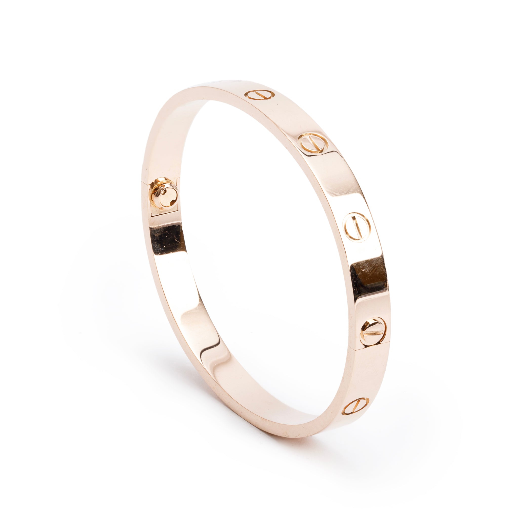 Cartier 18k Rose Gold Love Bracelet, Size 17 w/ Box, Receipt & Certificate